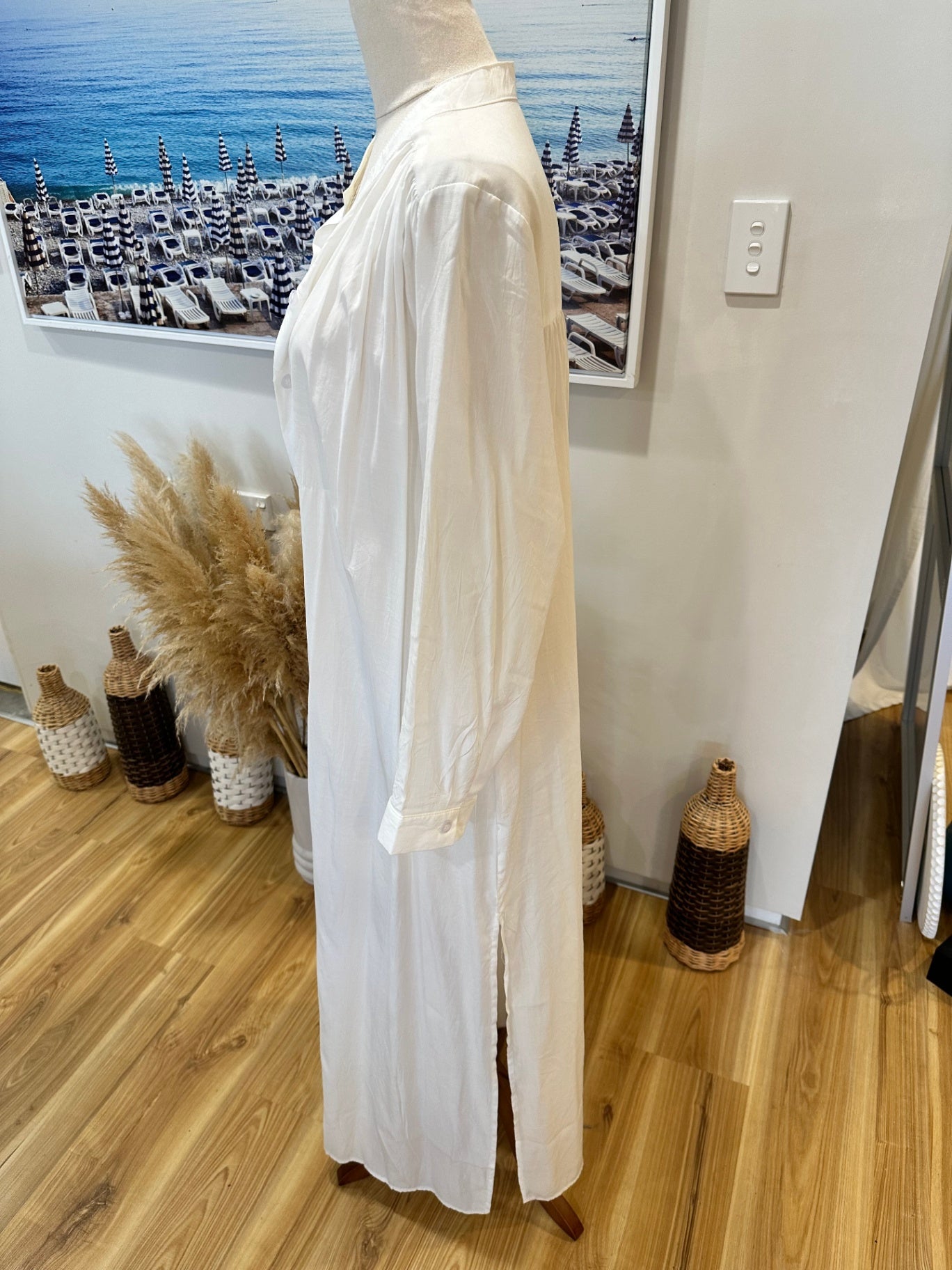 White / Cream - Long line Duster Jacket - Summer-weight - One Size