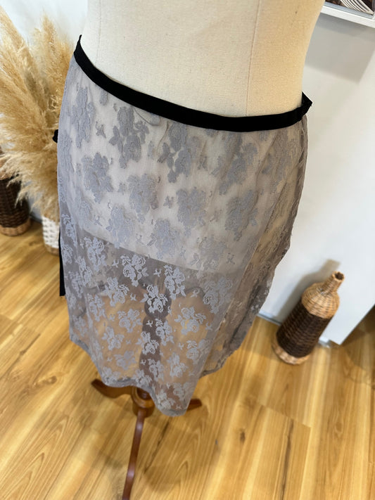 Vintage Y2K - Grey Lace Skirt - Medium 