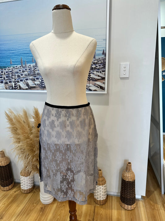 Vintage Y2K - Grey Lace Skirt - Medium 