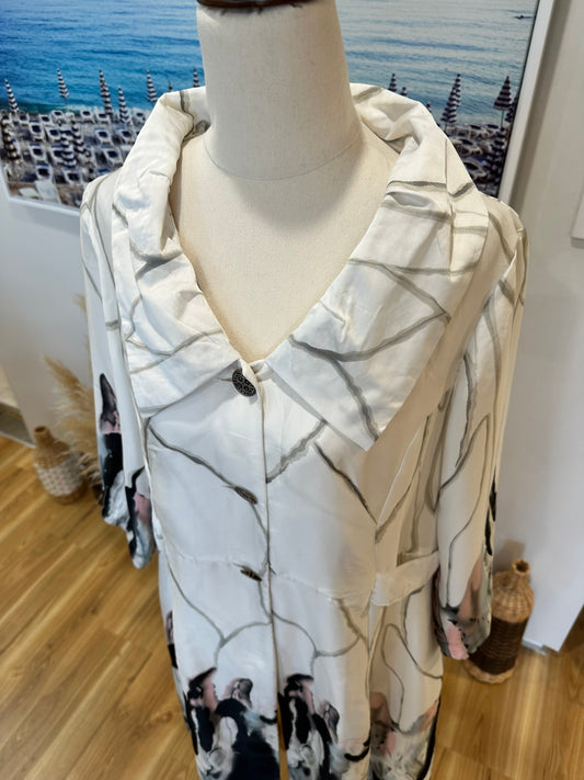 Artisan - Evening Jacket - Size 10 - White / Grey / Pink