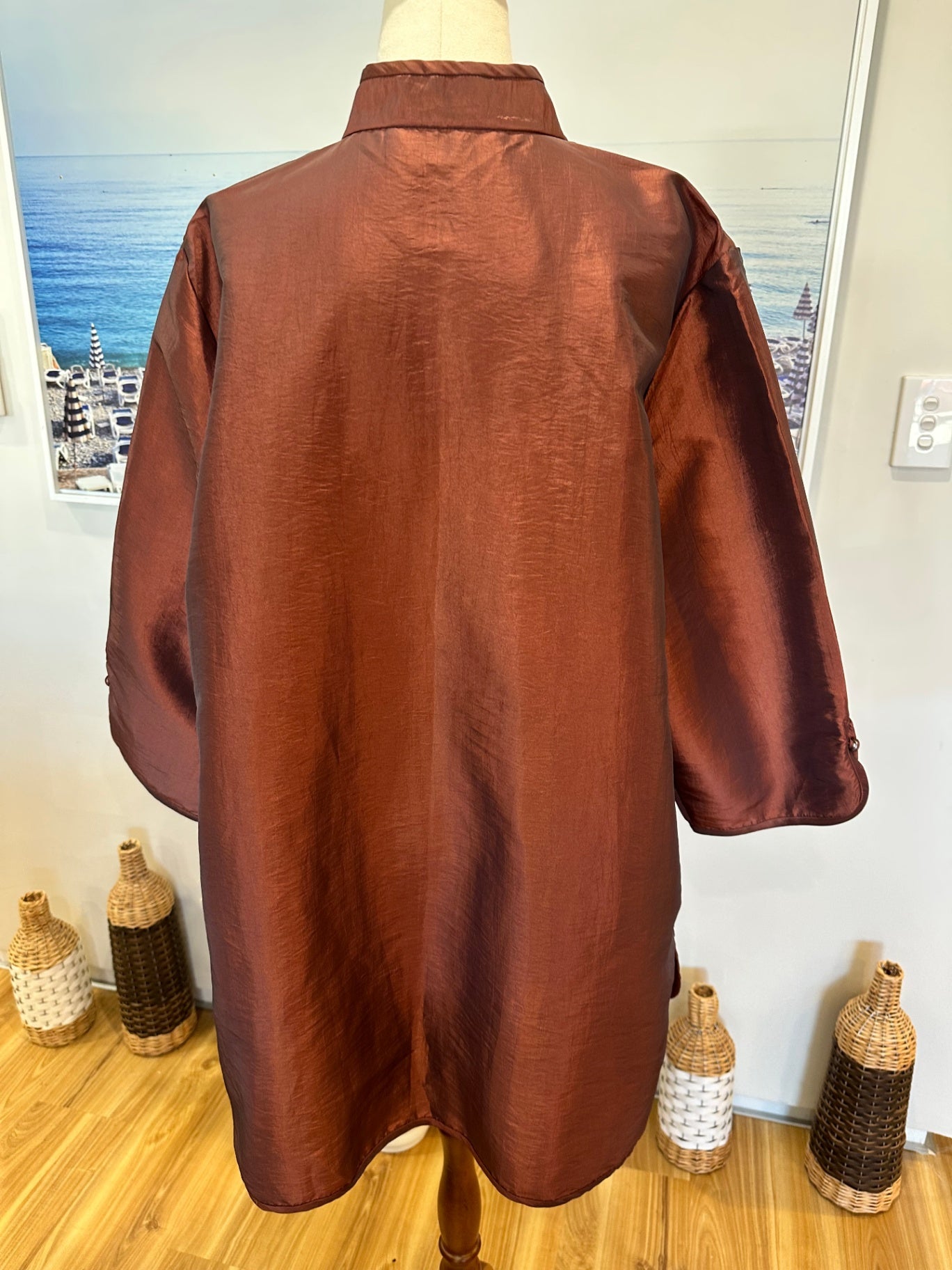 Maggie T - Asian Inspired Evening Jacket - Size 20 - Rusty Red