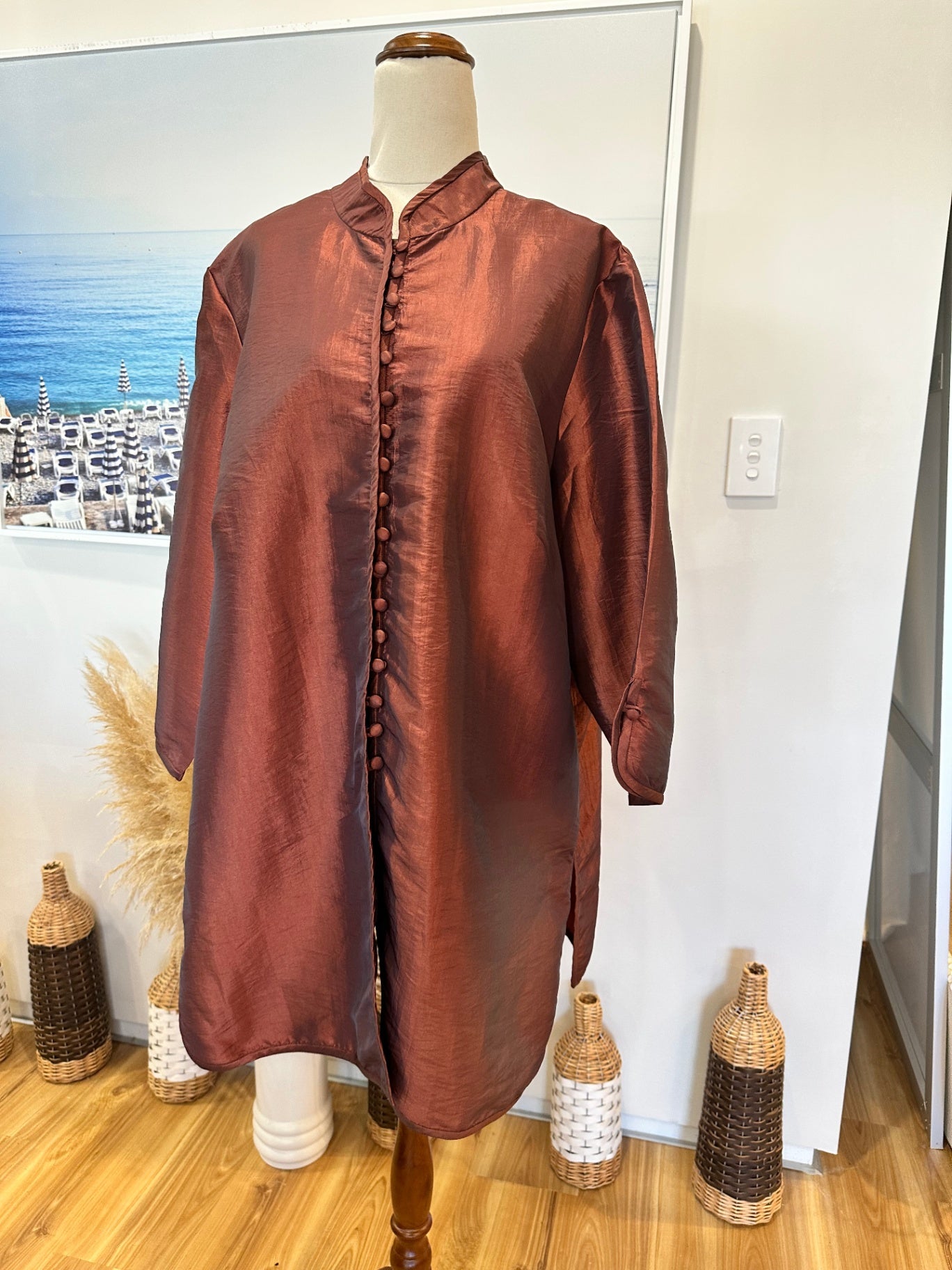 Maggie T - Asian Inspired Evening Jacket - Size 20 - Rusty Red