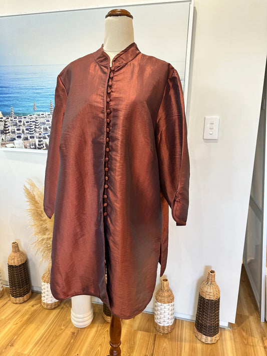 Maggie T - Asian Inspired Evening Jacket - Size 20 - Rusty Red