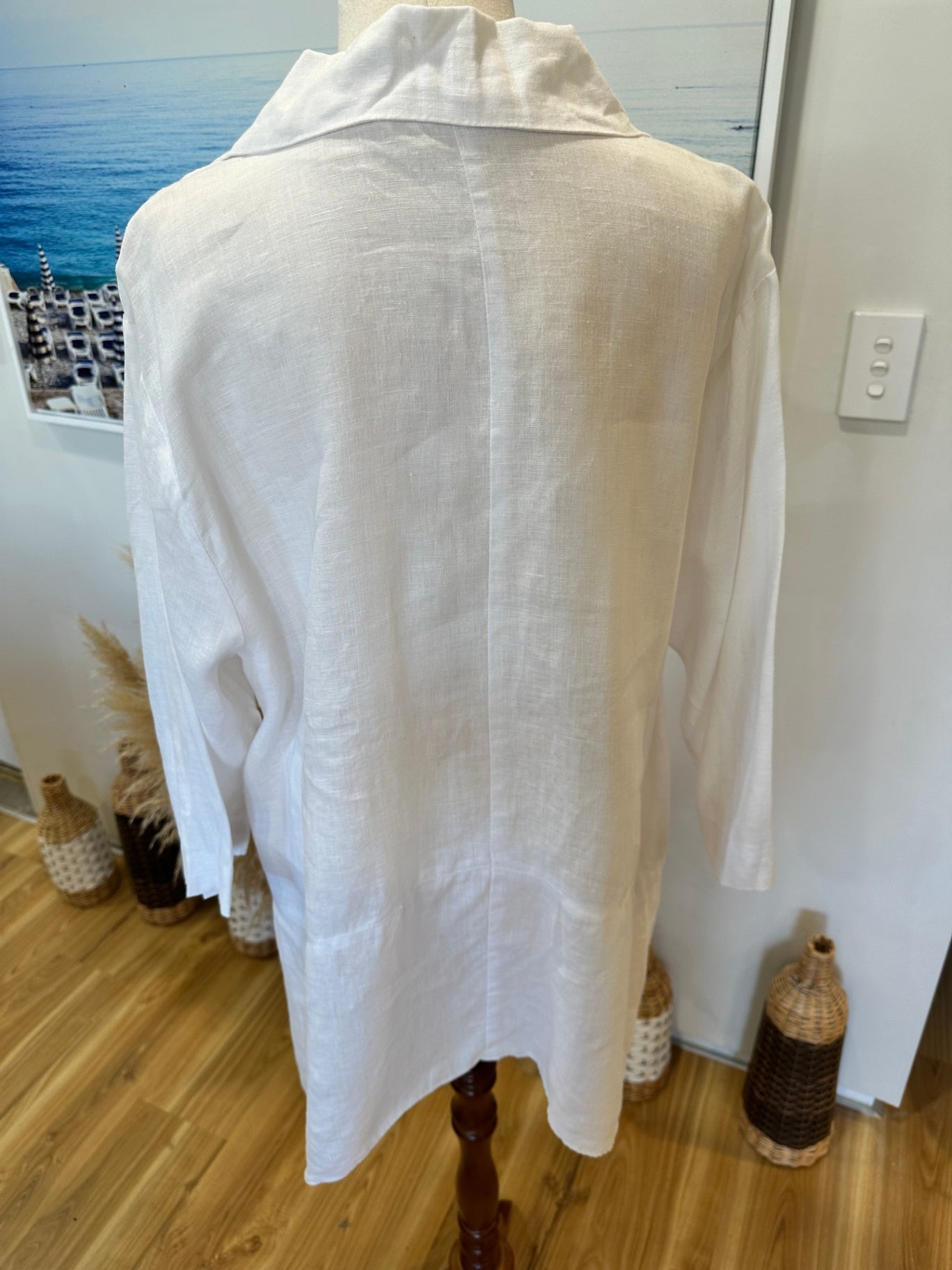 Virtuelle - Linen Shirt - Size 16 - White / Cream