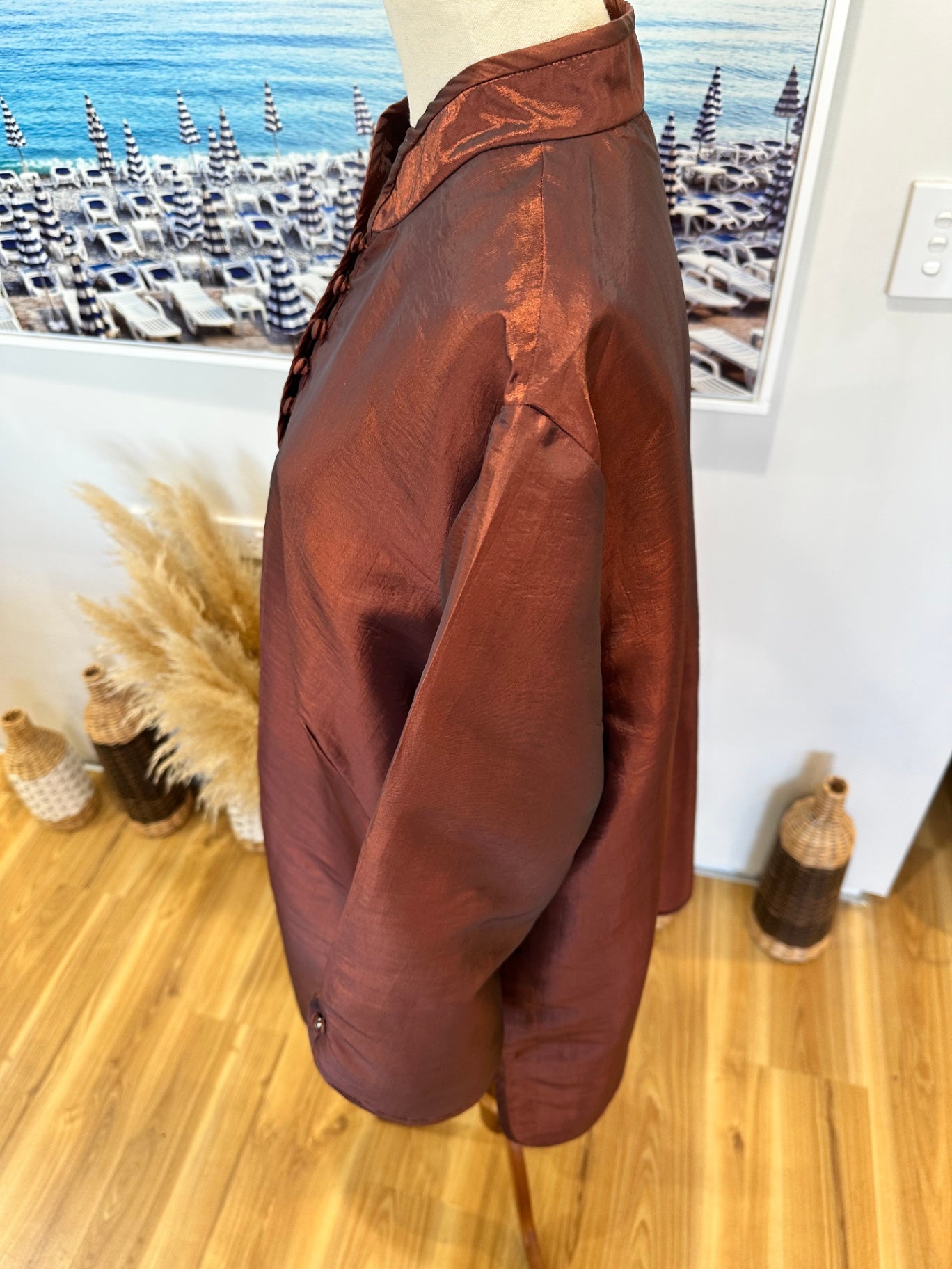 Maggie T - Asian Inspired Evening Jacket - Size 20 - Rusty Red