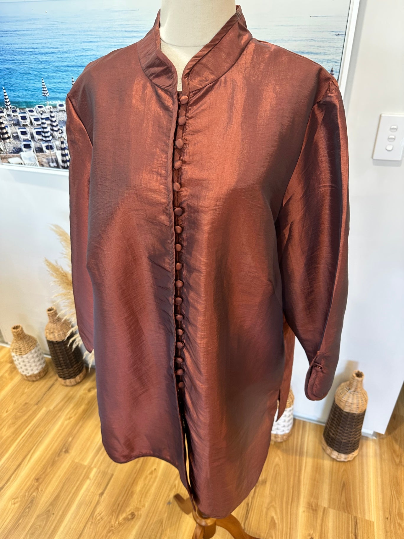 Maggie T - Asian Inspired Evening Jacket - Size 20 - Rusty Red