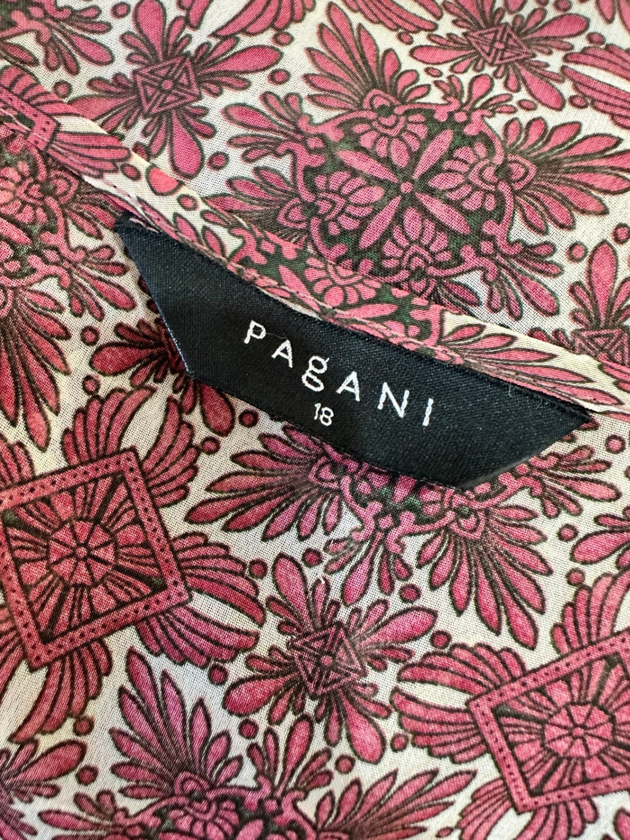 Pagani - Bohemian Kaftan - Size 18 - Red with white floral pattern