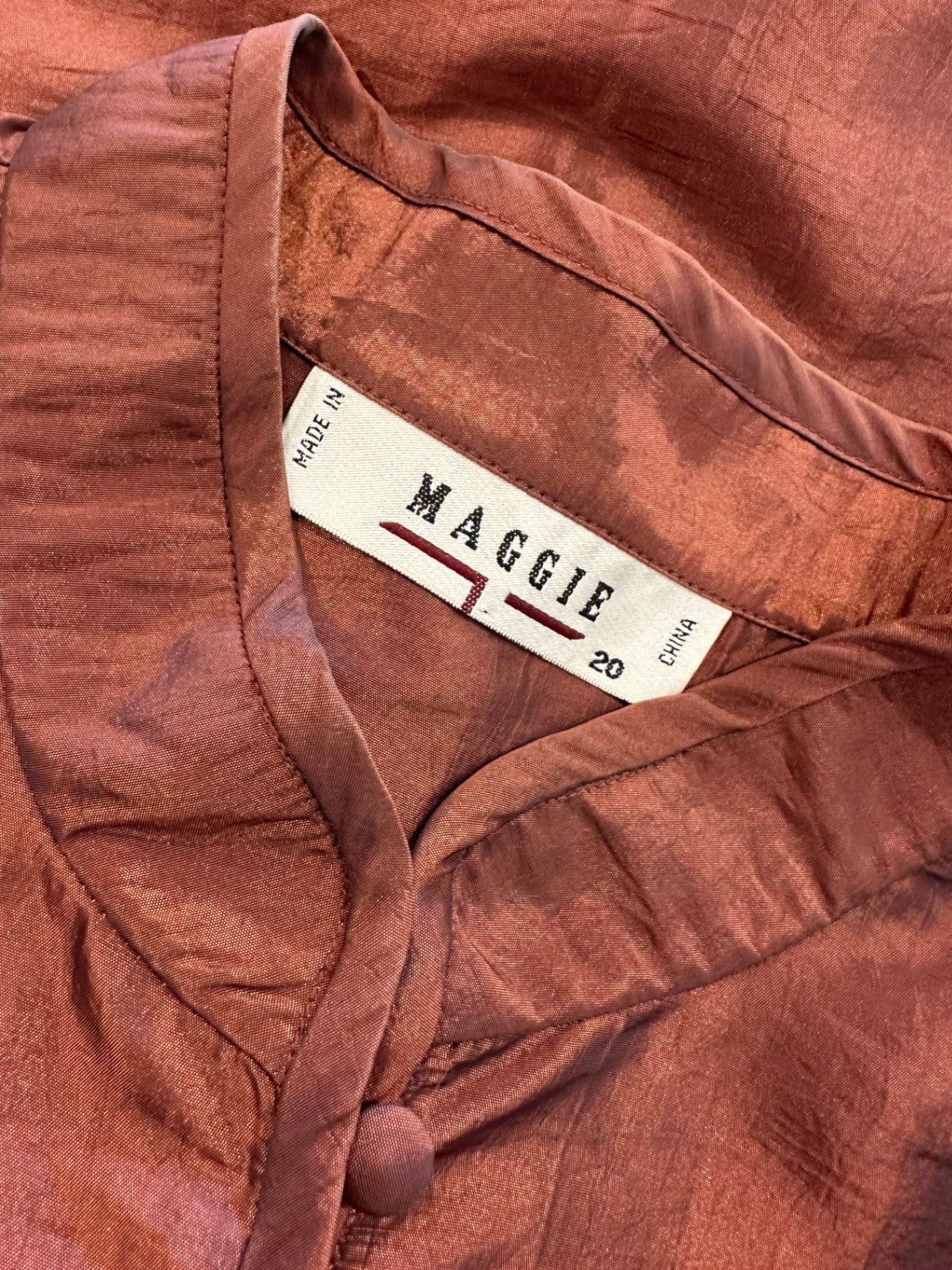 Maggie T - Asian Inspired Evening Jacket - Size 20 - Rusty Red