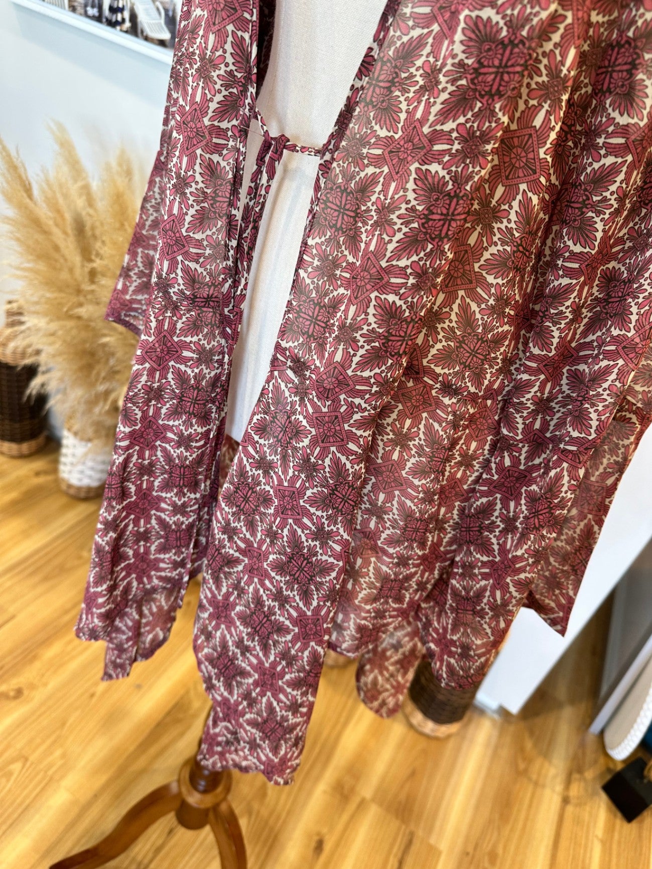 Pagani - Bohemian Kaftan - Size 18 - Red with white floral pattern