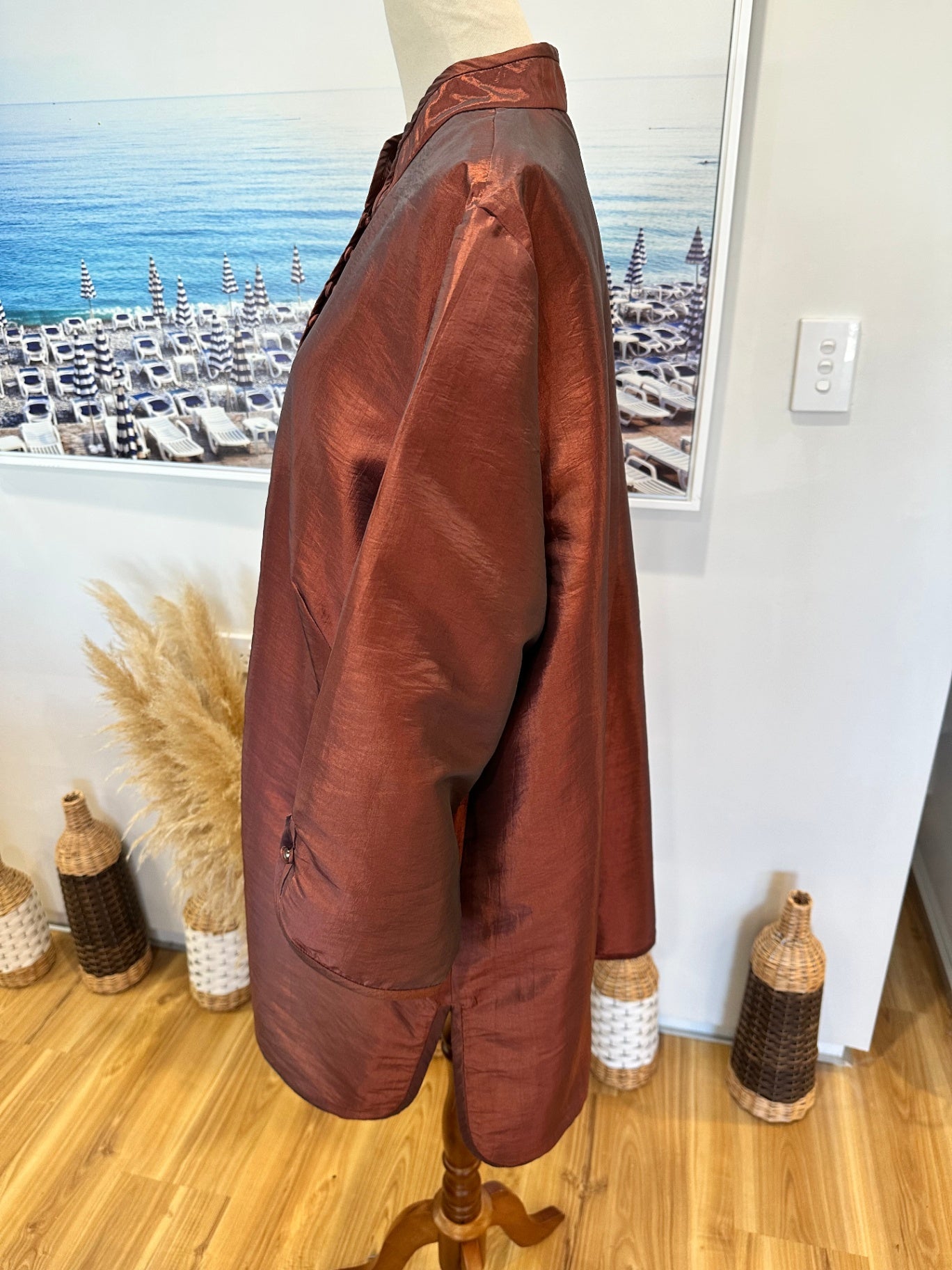 Maggie T - Asian Inspired Evening Jacket - Size 20 - Rusty Red