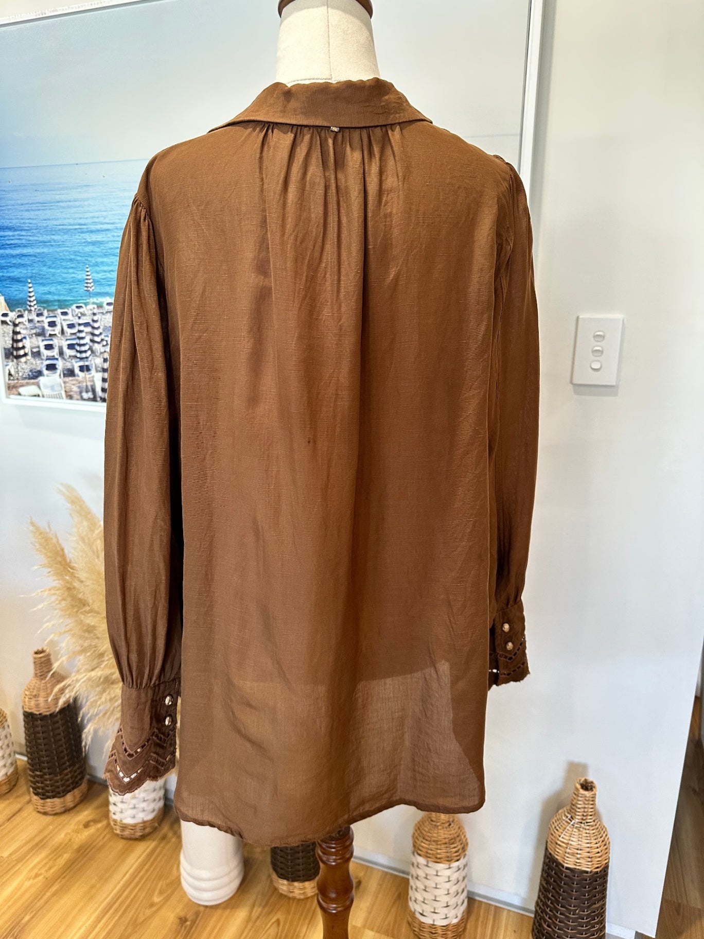 Lania The Label - 74% Tencel + 26% Linen Shirt - Small - Brown
