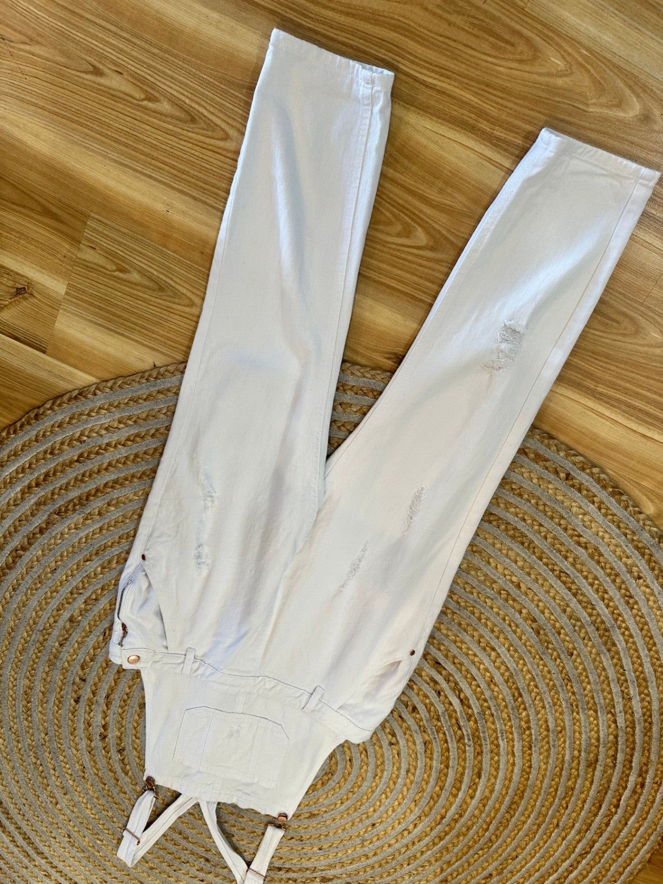 Denim Dungarees - Size 12 - White