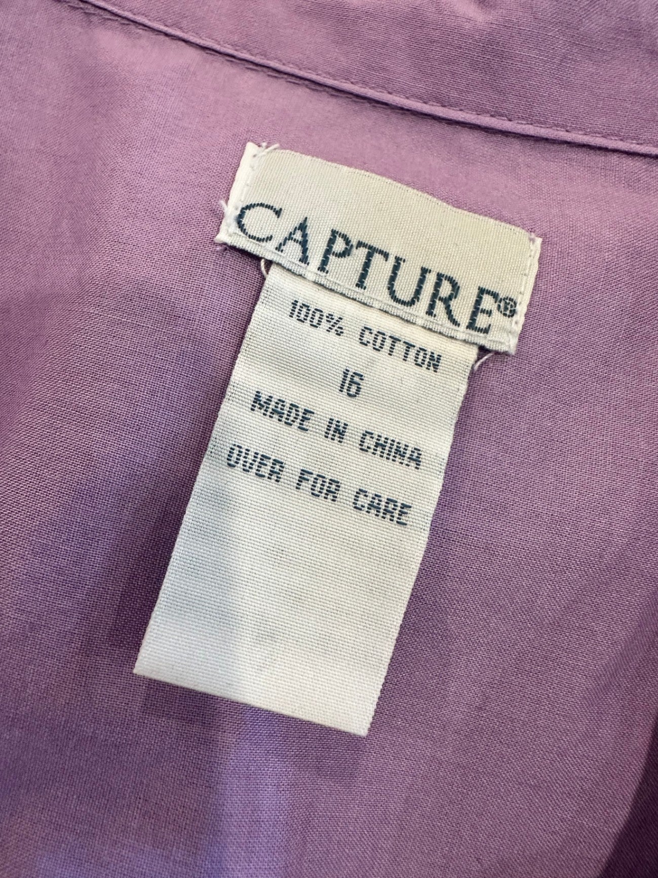 Capture - 100% Cotton Shirt - Size 16 - Lavender