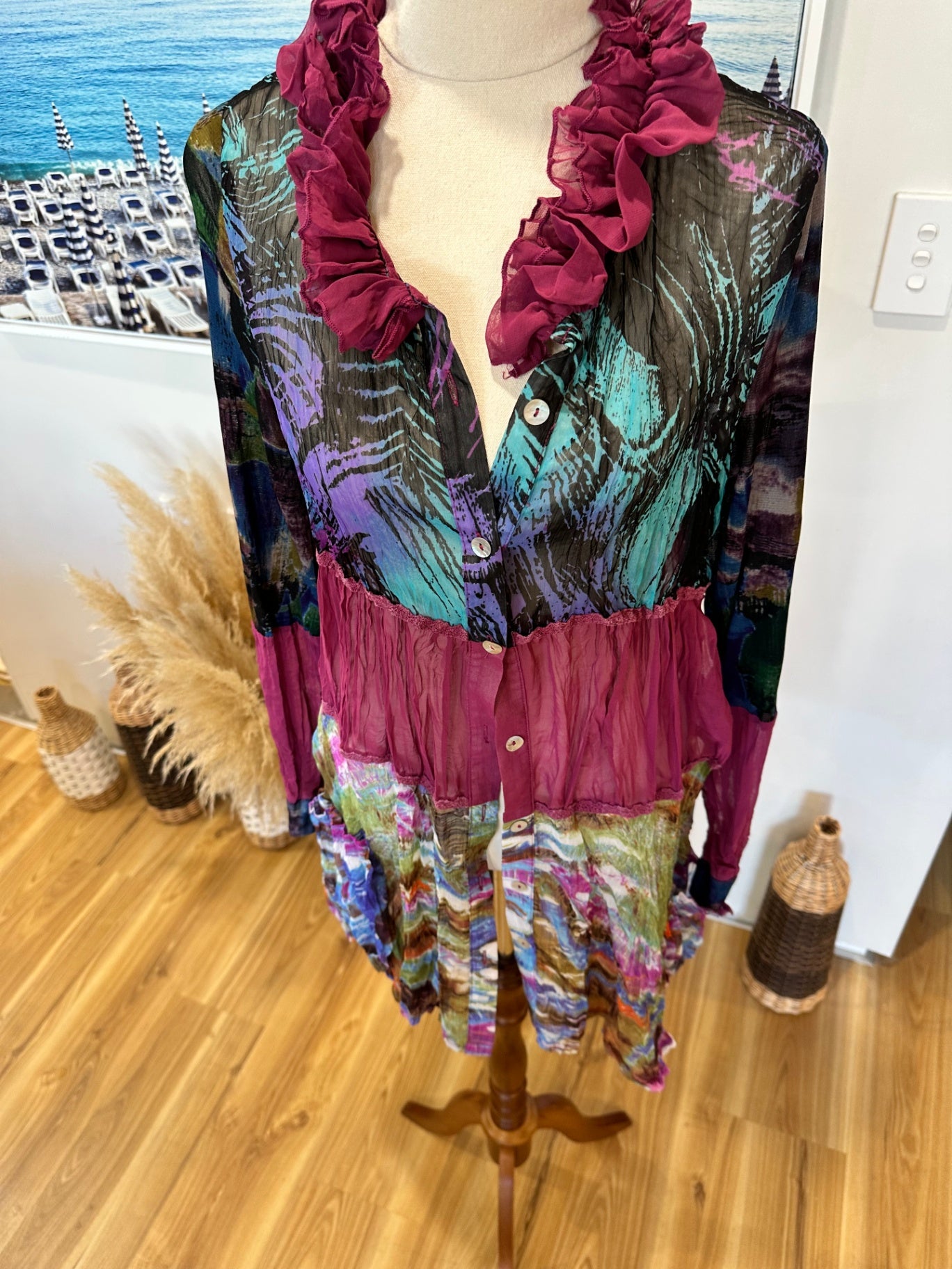 Democracy - Sheer Longline Cardigan - Size 8