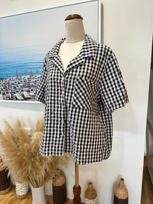 Black and White Gingham - Shirt - Large