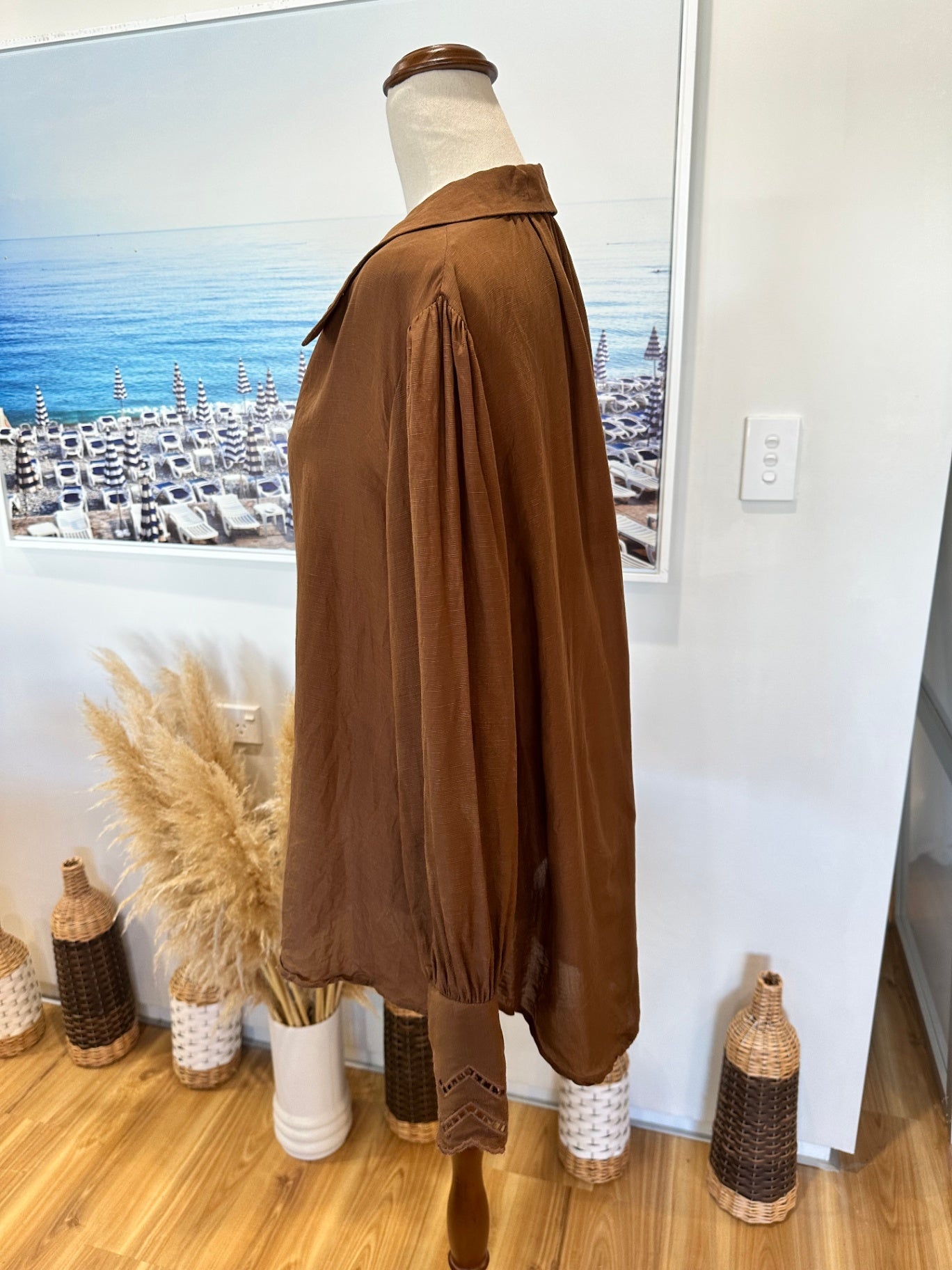 Lania The Label - 74% Tencel + 26% Linen Shirt - Small - Brown