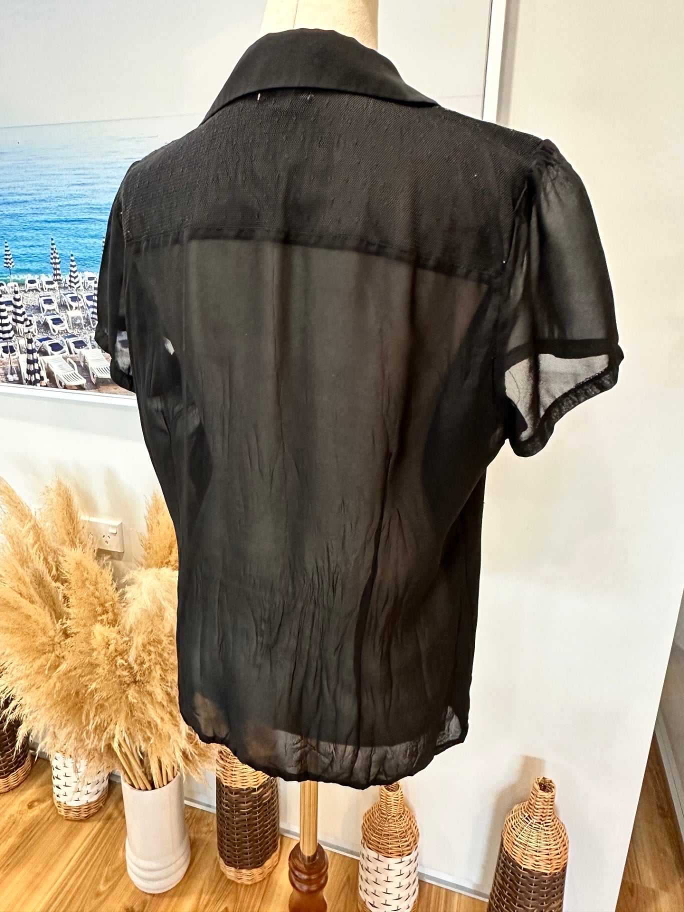 Amie - Bohemian Blouse - Size 10 - Black and white