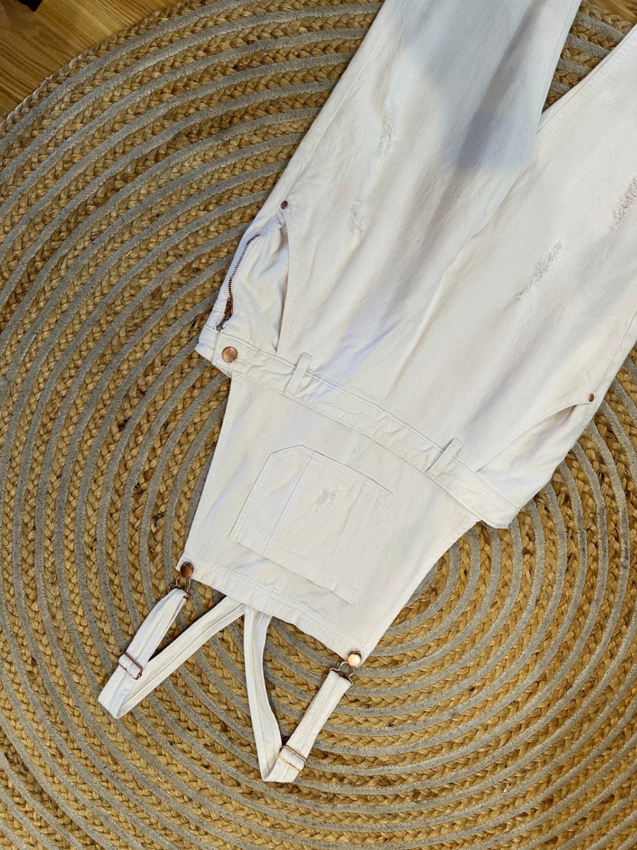 Denim Dungarees - Size 12 - White