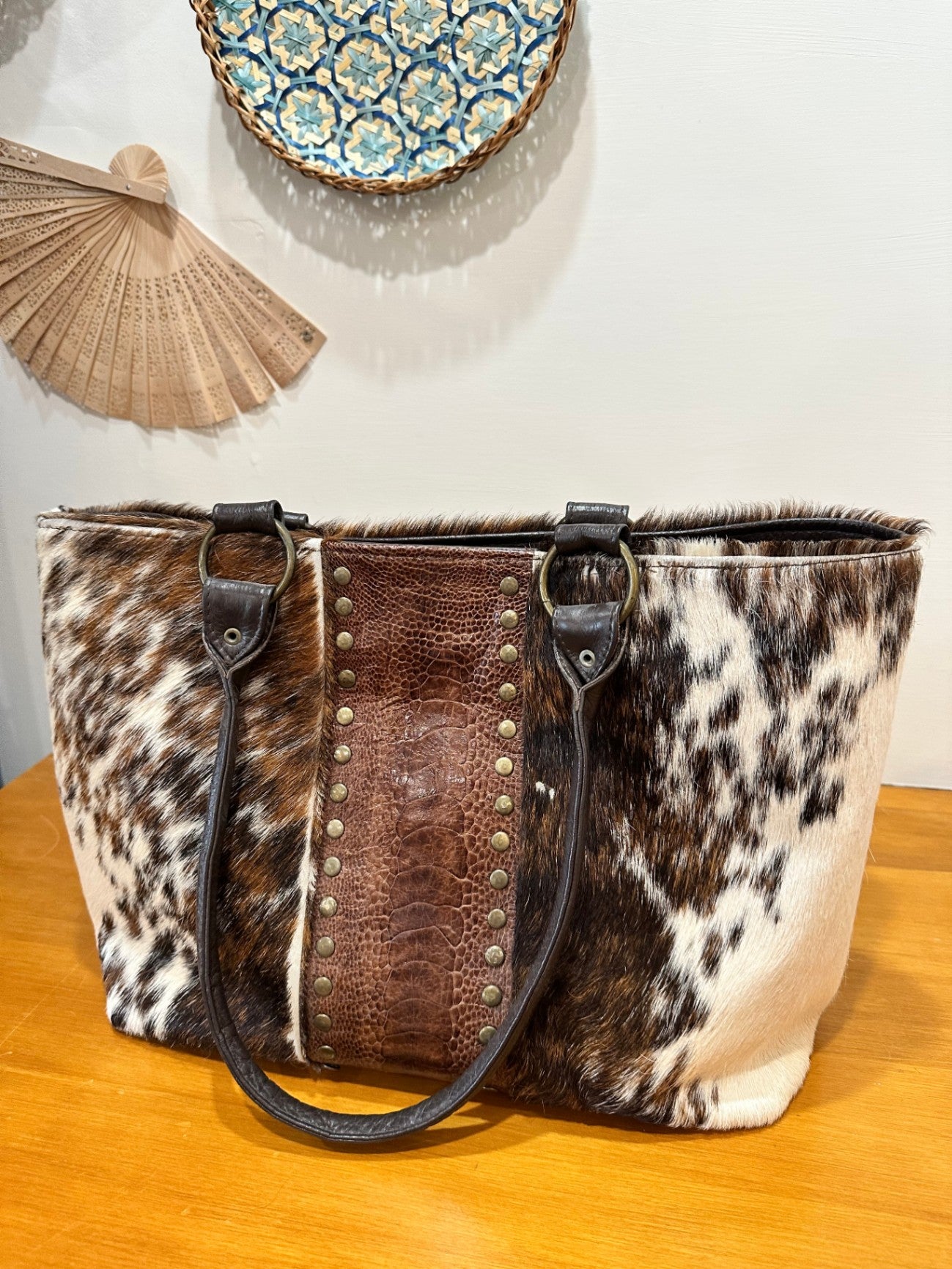 Vintage - Laptop Handbag - Brown, White, Black