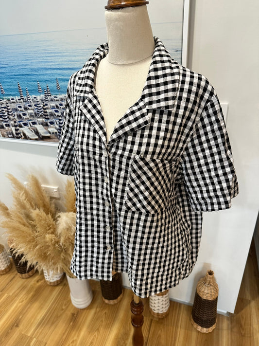 Black and White Gingham - Shirt - Large
