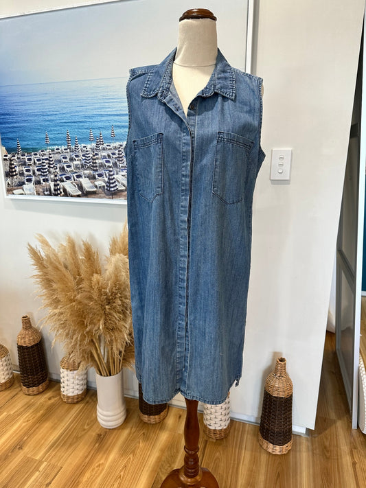 Denim Dress - 100% Cotton - Small - Blue