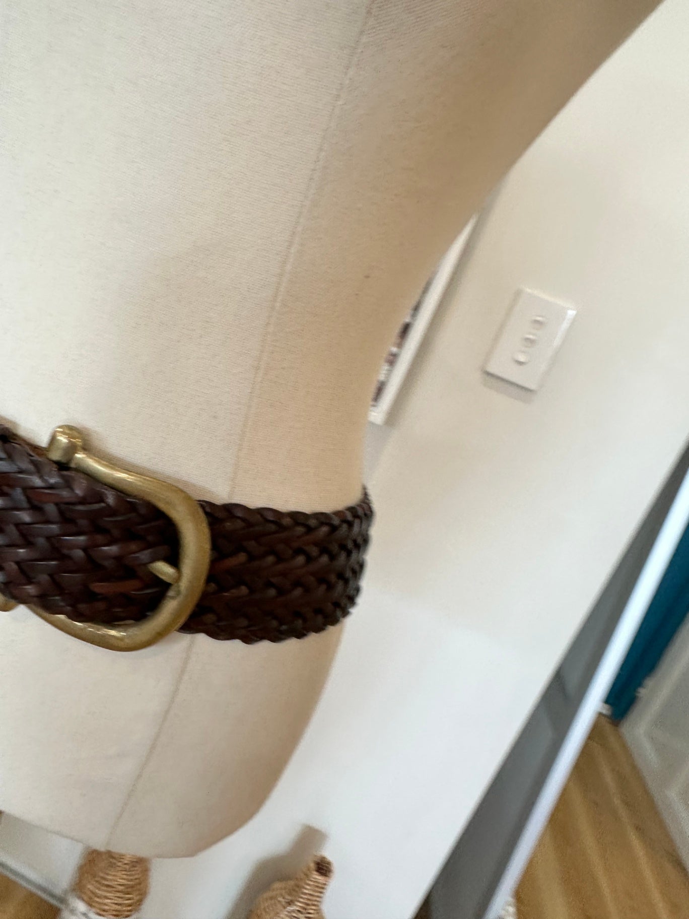 Vintage 90's - Woven Leather Belt - Brown