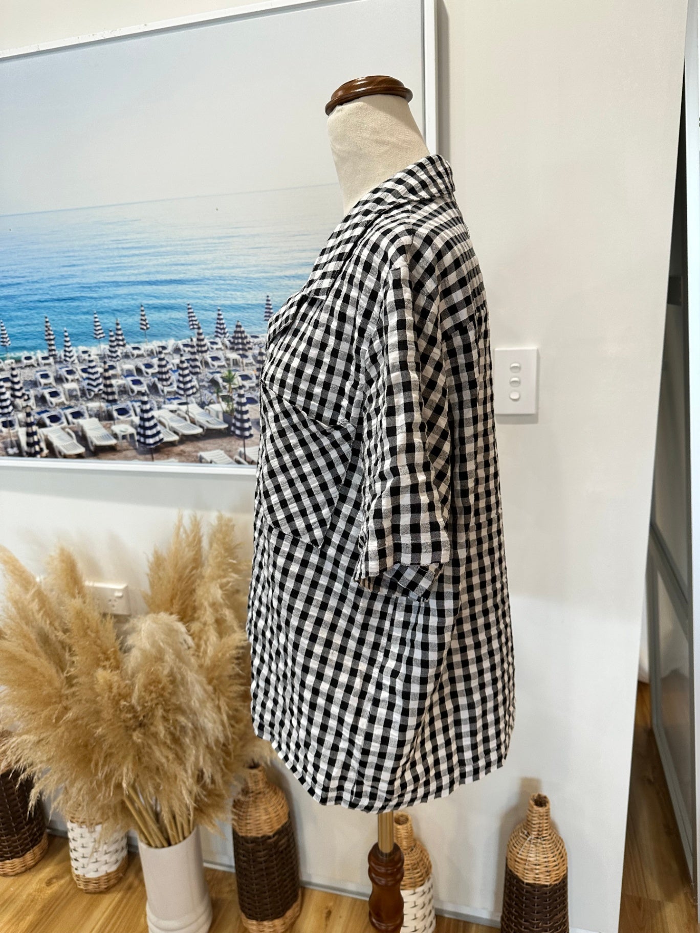 Black and White Gingham - Shirt - Large