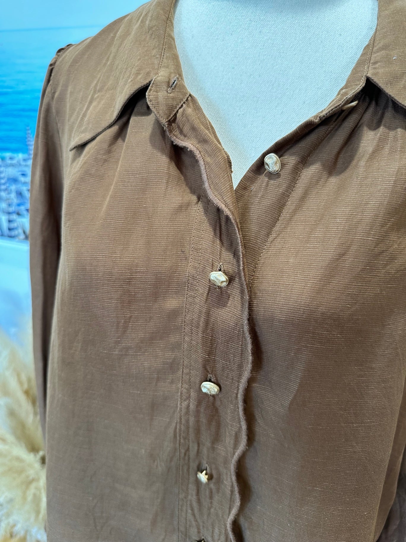 Lania The Label - 74% Tencel + 26% Linen Shirt - Small - Brown