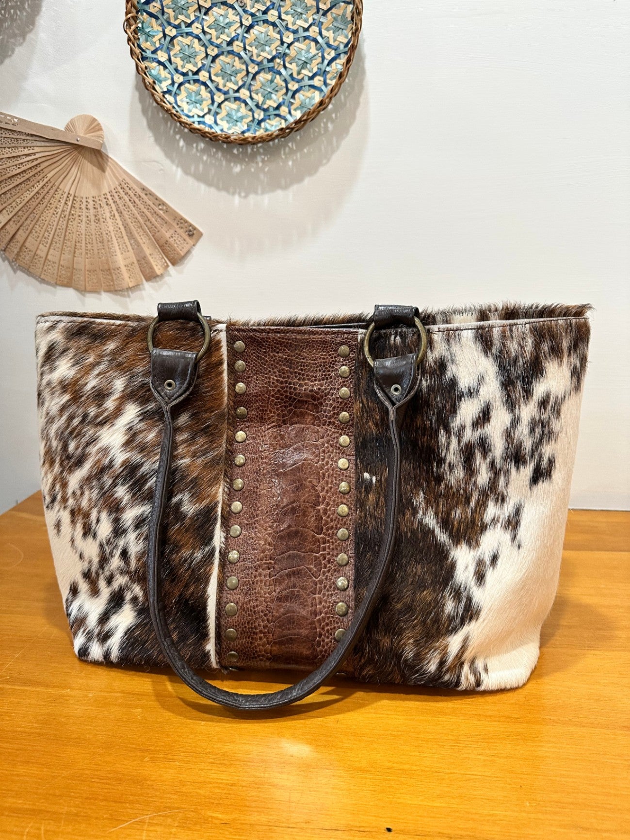 Vintage - Laptop Handbag - Brown, White, Black