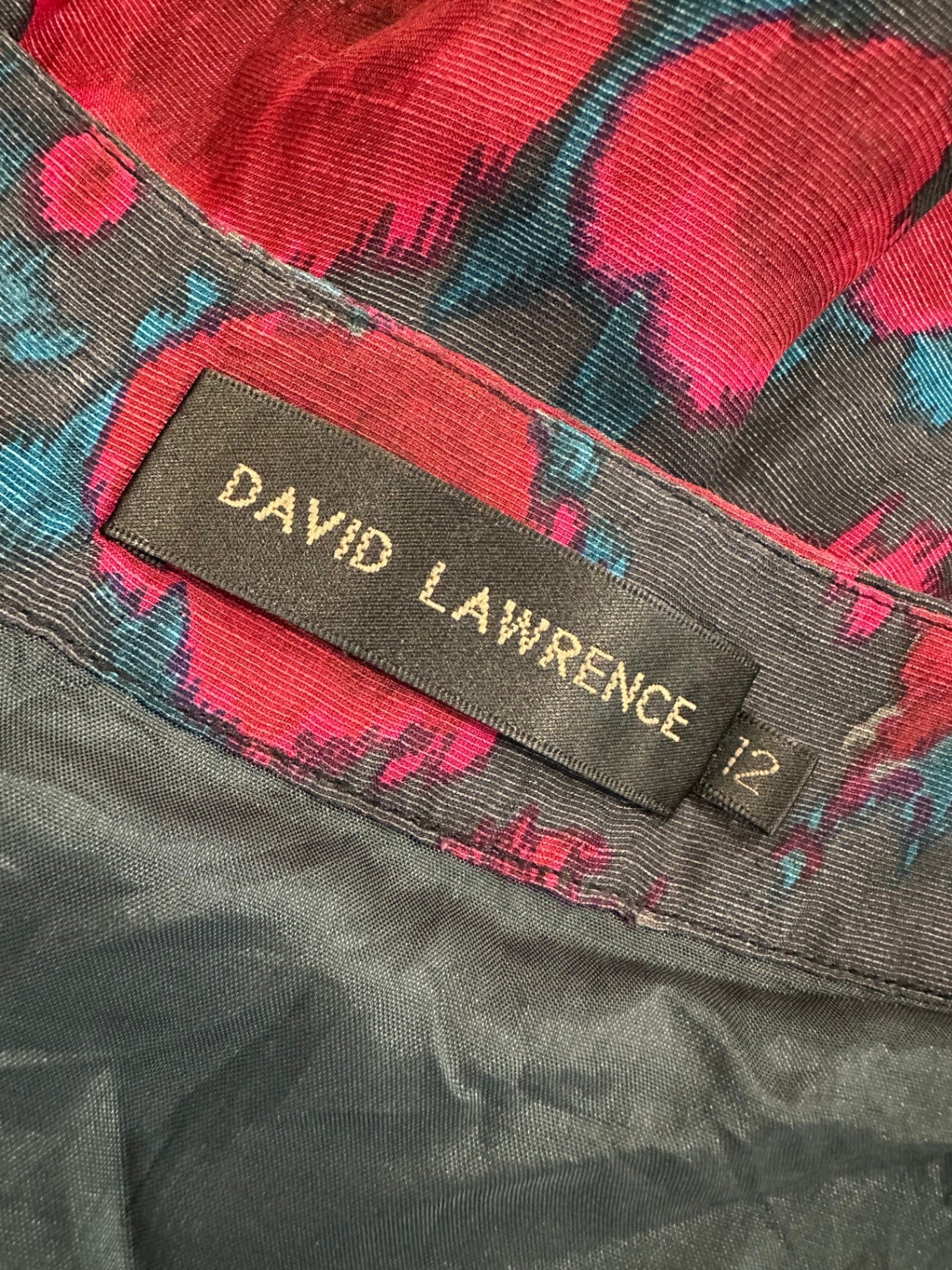 David Lawrence - Skirt - Size 12 - Navy with red floral pattern