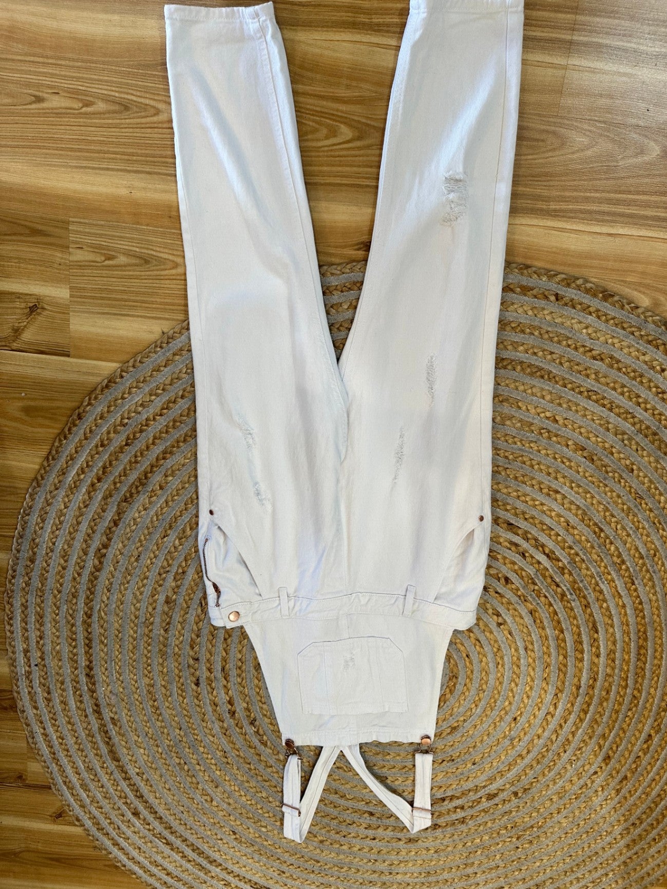 Denim Dungarees - Size 12 - White