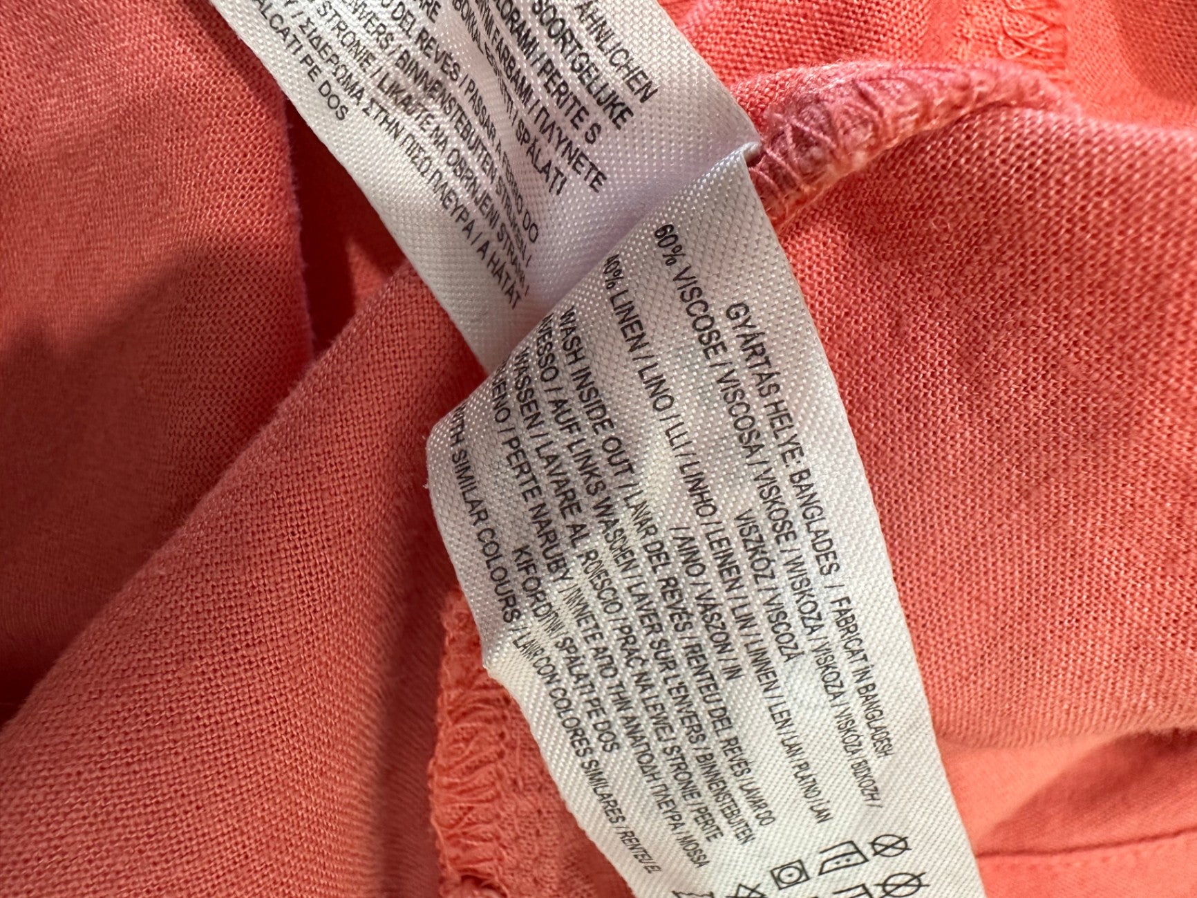 100% Linen - Coral Tank Top - Size 12