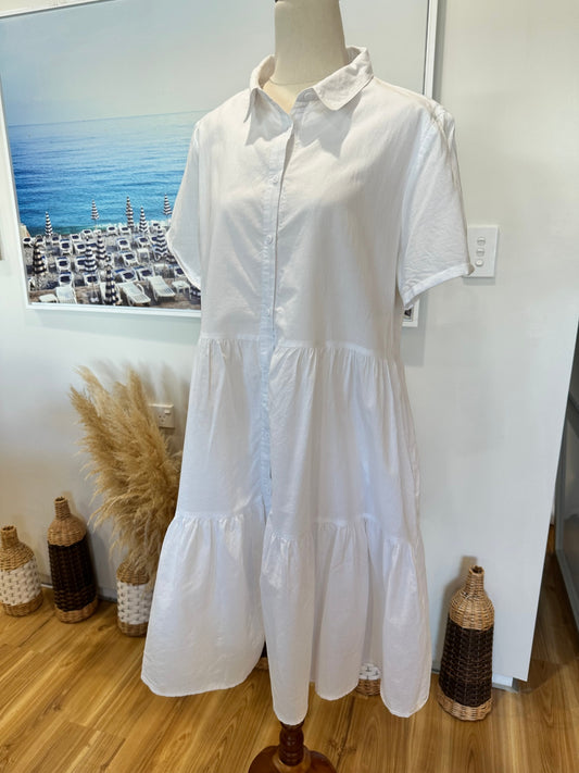 Betty Basics - 100% Cotton Dress - Size 12 - White