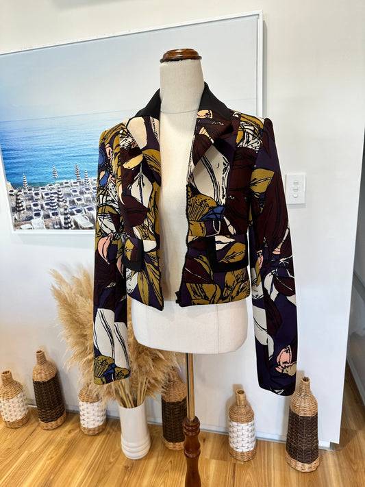 Cue Cropped Blazer - Size 8 - Autumn Tones