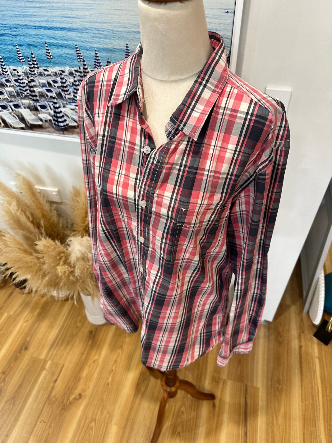 Just Jeans - 100% Cotton Shirt - Medium - Red / Blue