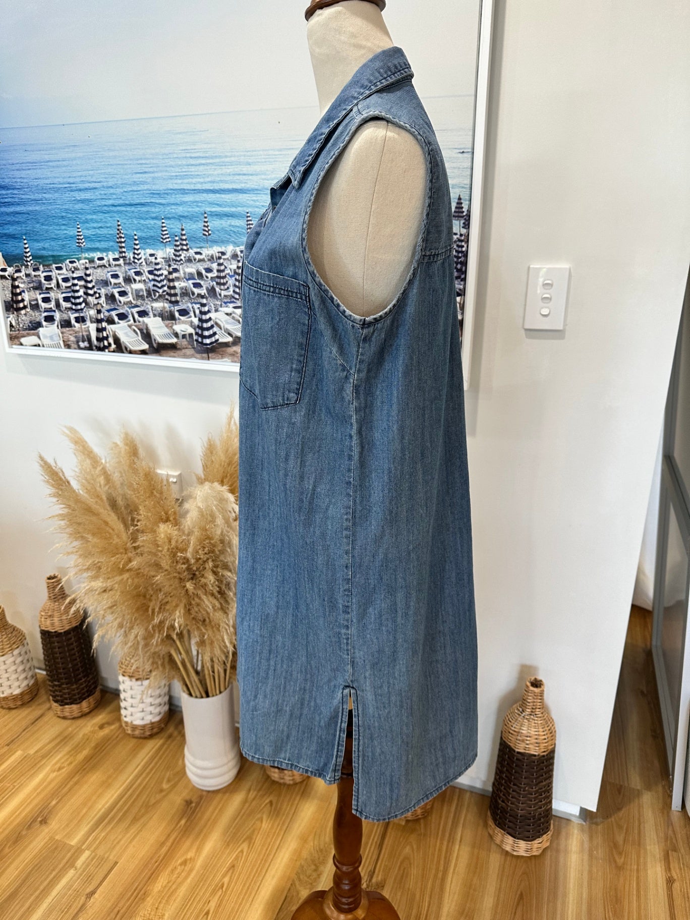Denim Dress - 100% Cotton - Small - Blue