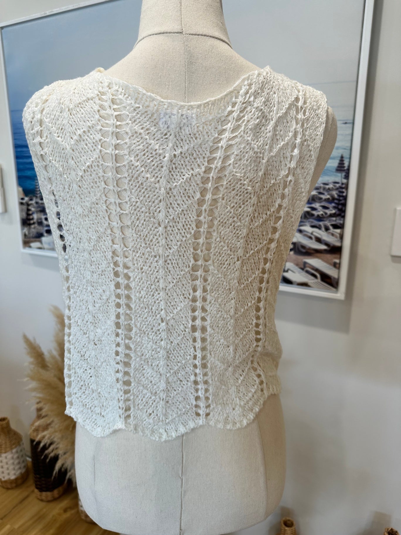 Crochet Style Bohemian Vest - Small