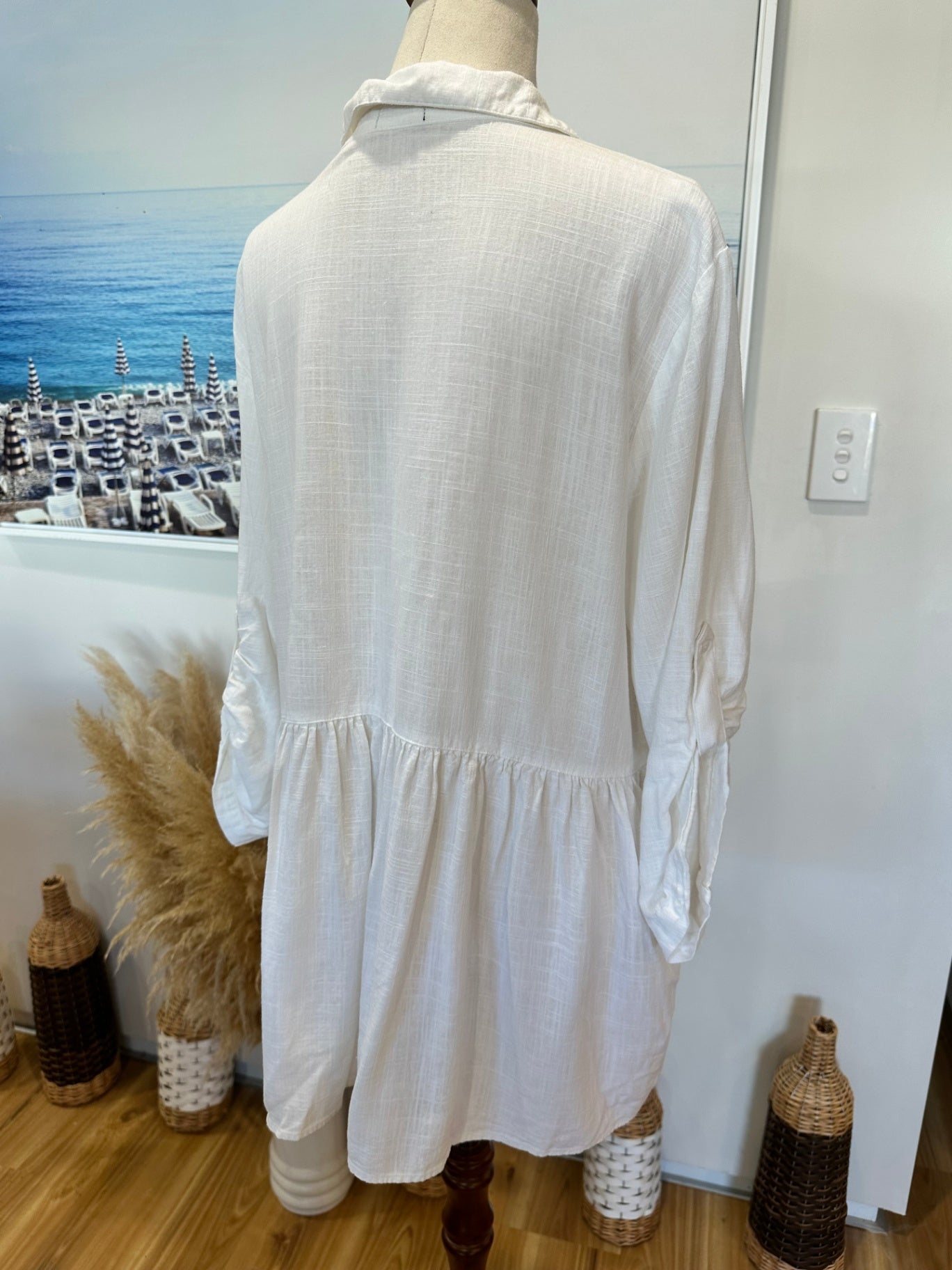 Dotti - Summer Dress - 30% Linen - Size 14 White