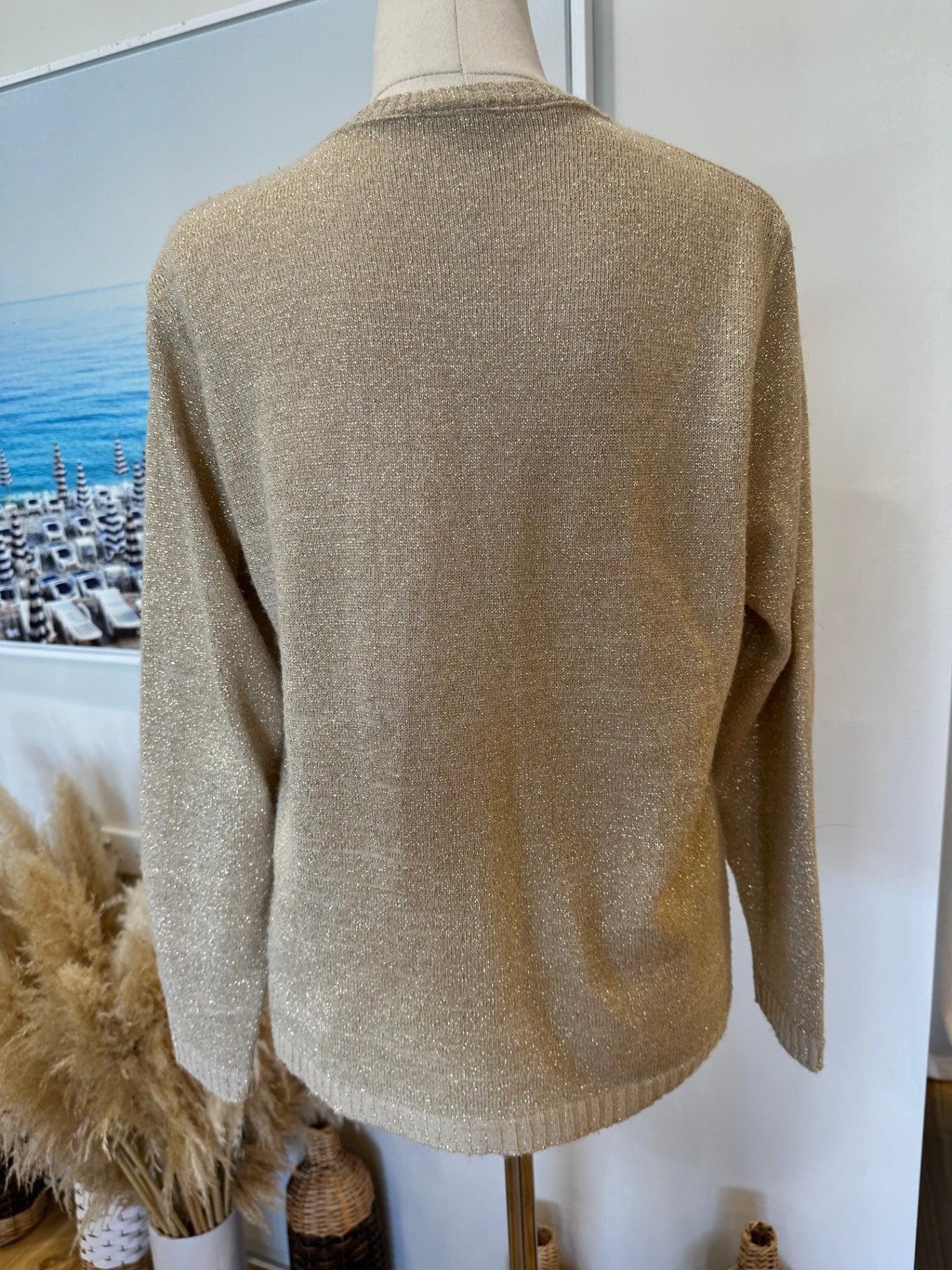 Cardigan - Small - Beige / Gold