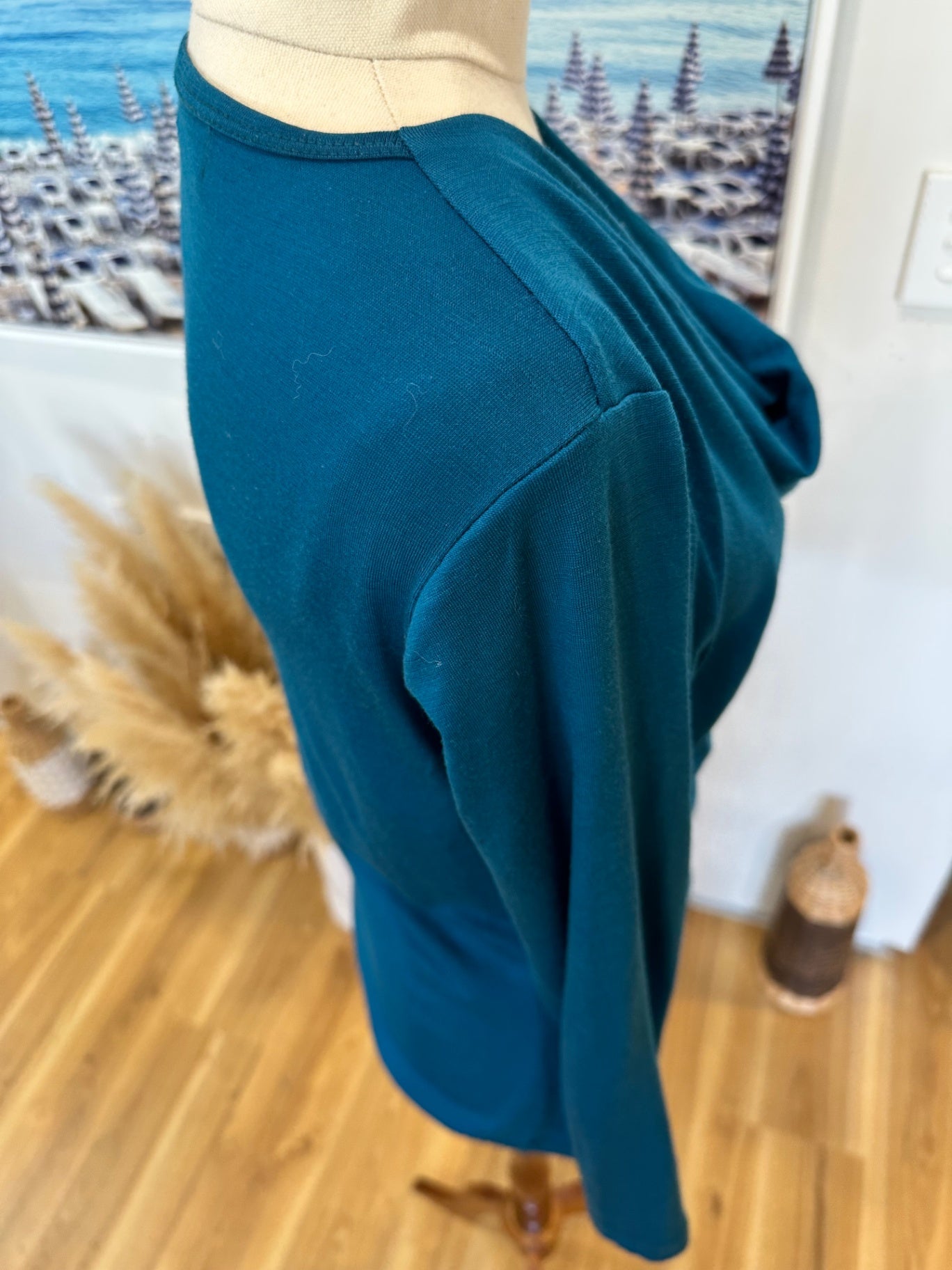 My Merino - Cowl Neck Merino Top - Size 10 - Teal