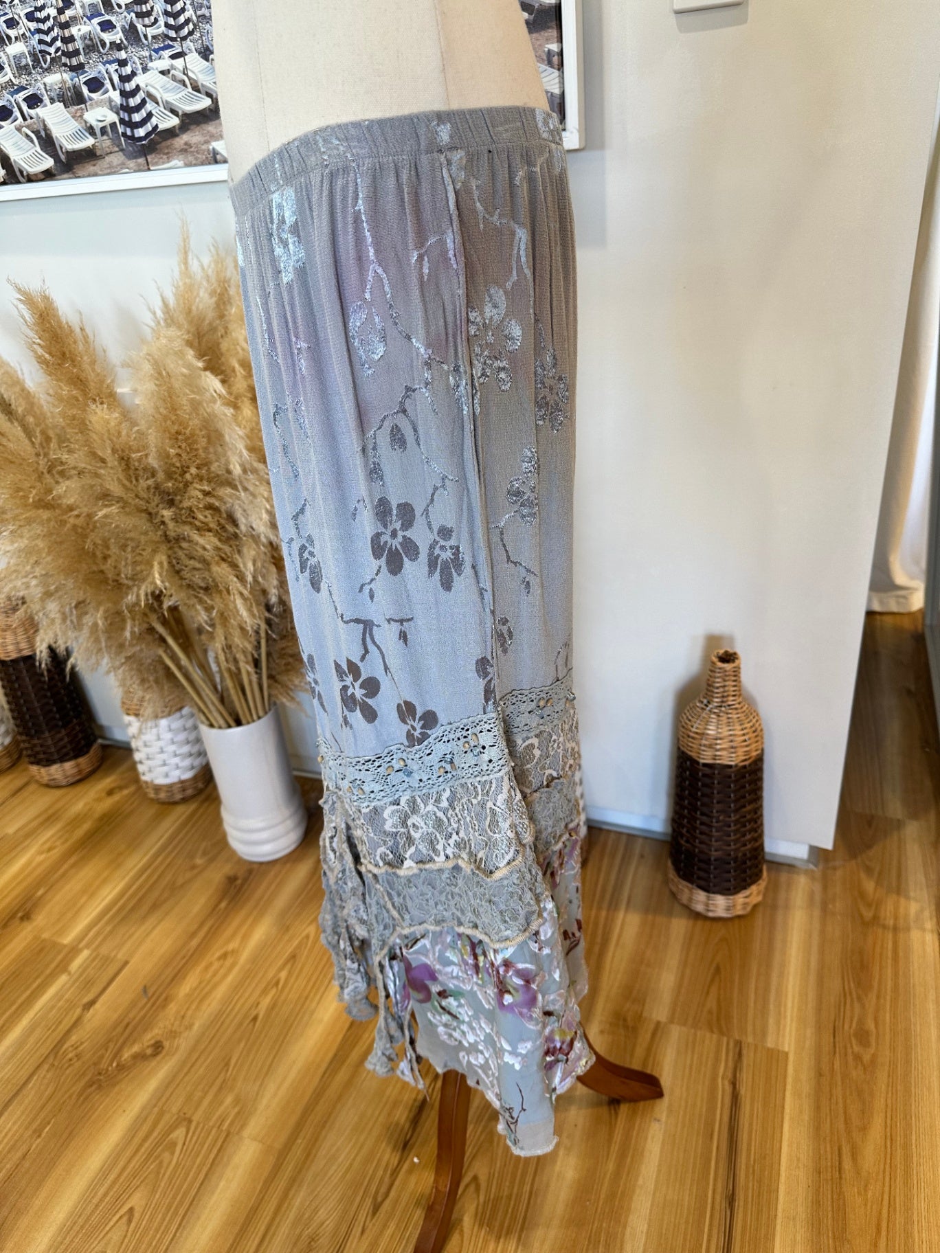 Spencer Alexis - Bohemian Skirt - Large - Grey (some colour run)