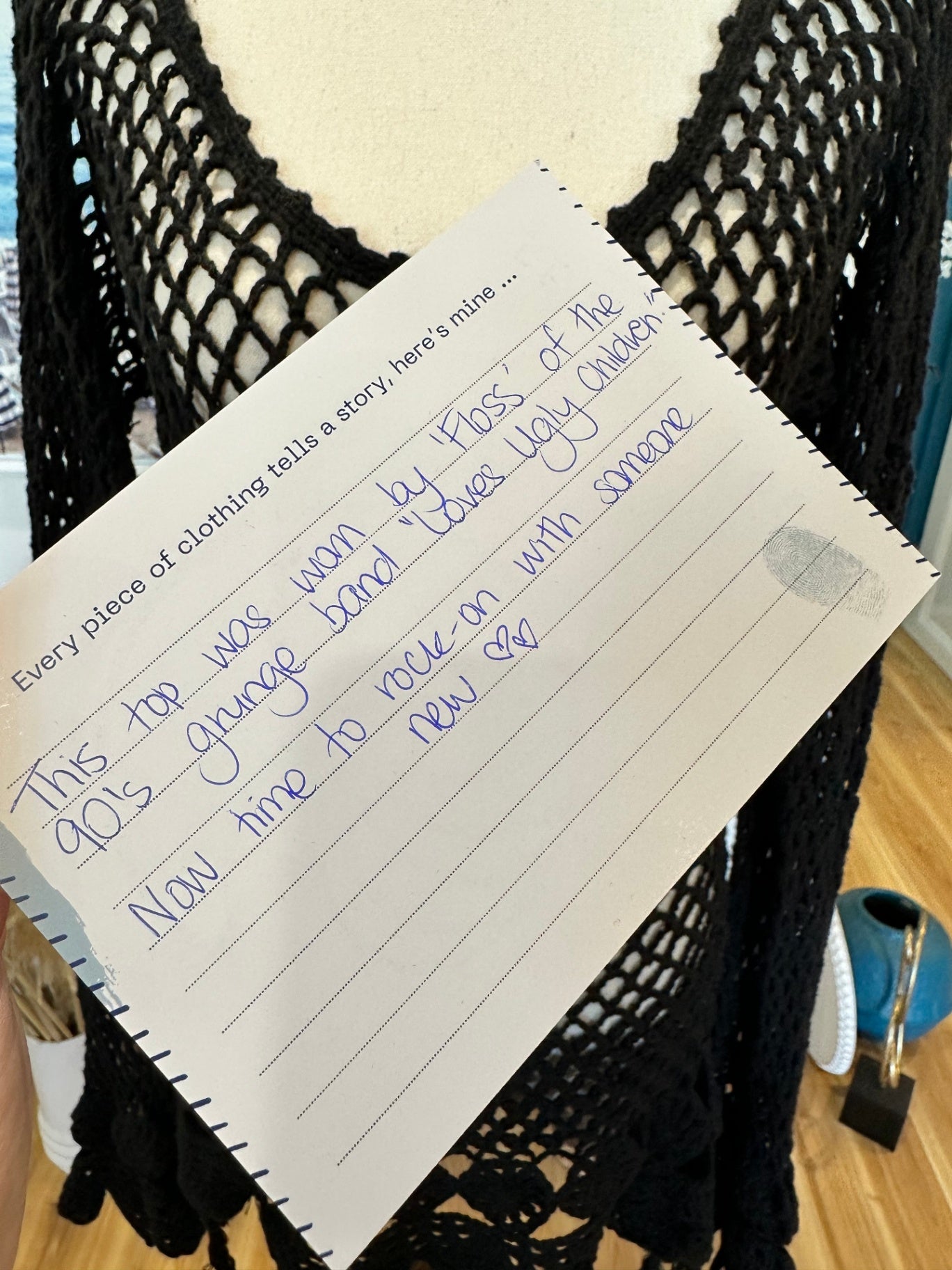 Vintage - Crochet Jumper - Small - Black - Worn by music legend! 