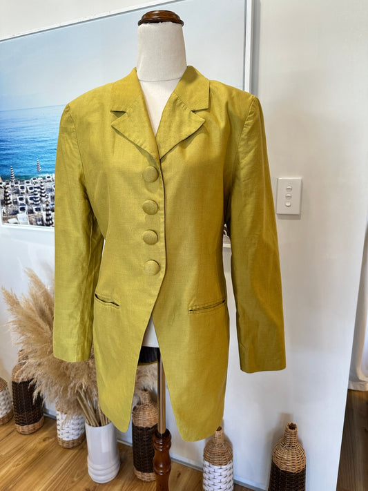 Made in New Zealand Blazer - Size 12 - Olive / Chartreuse
