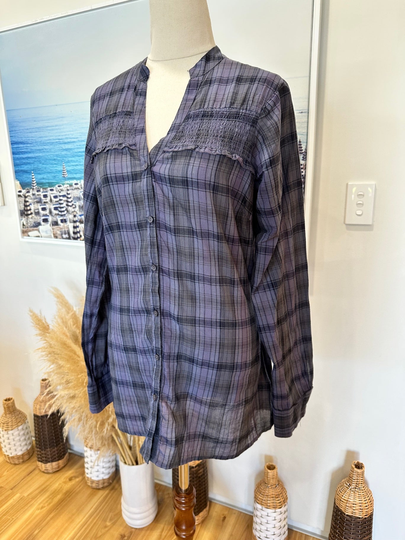 George - 100% Cotton Shirt - Size 10 - Purple and Black