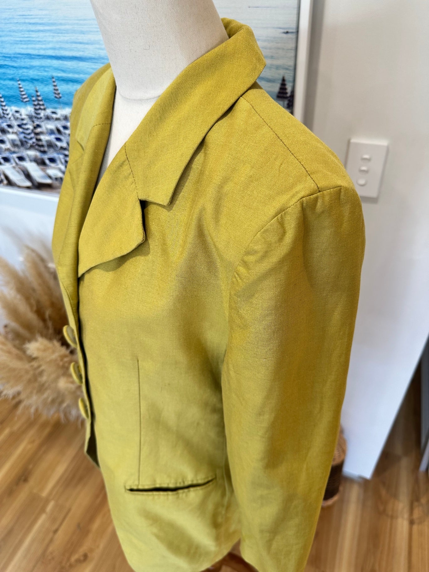 Made in New Zealand Blazer - Size 12 - Olive / Chartreuse