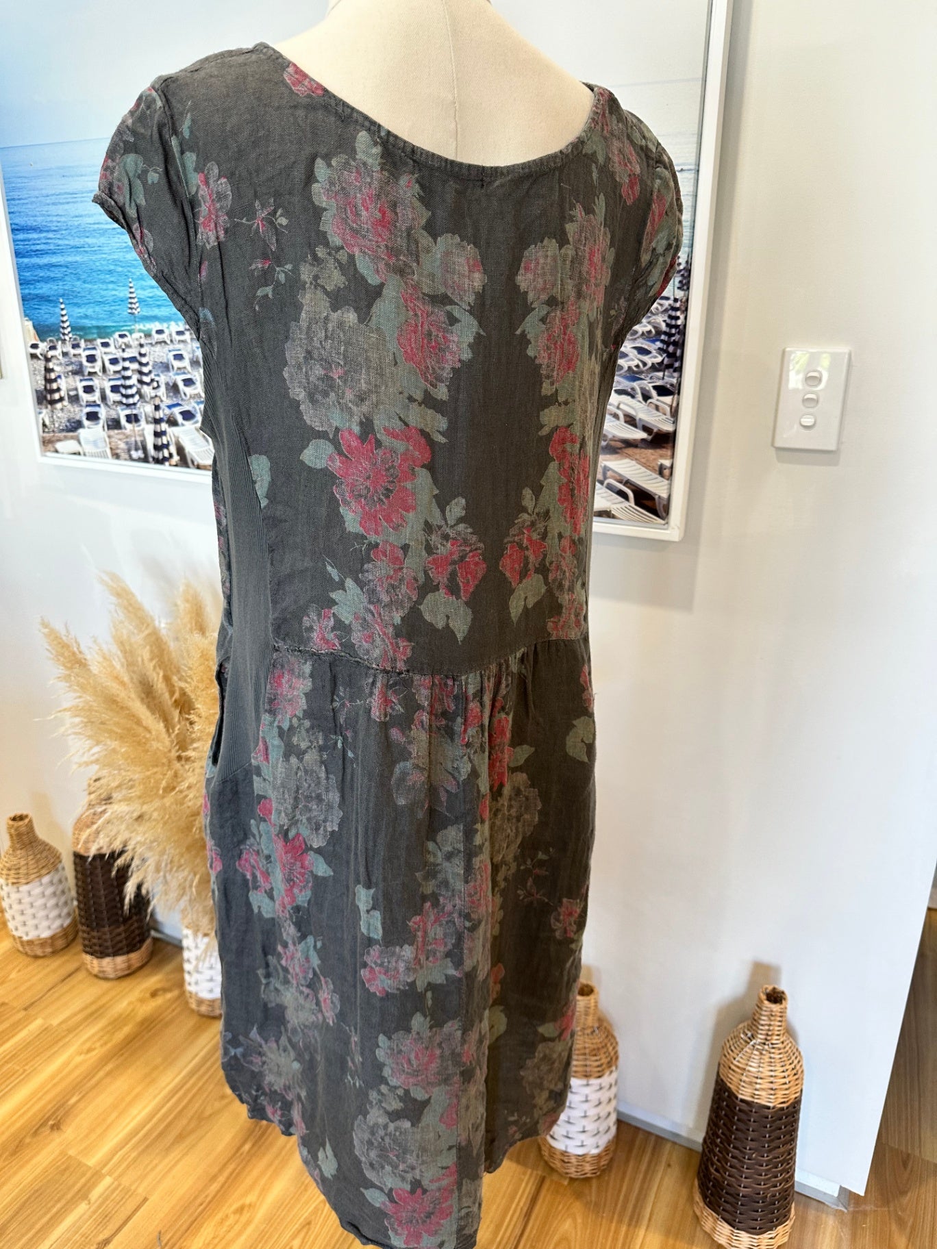 Helga May Dress Medium Dark grey with floral pattern