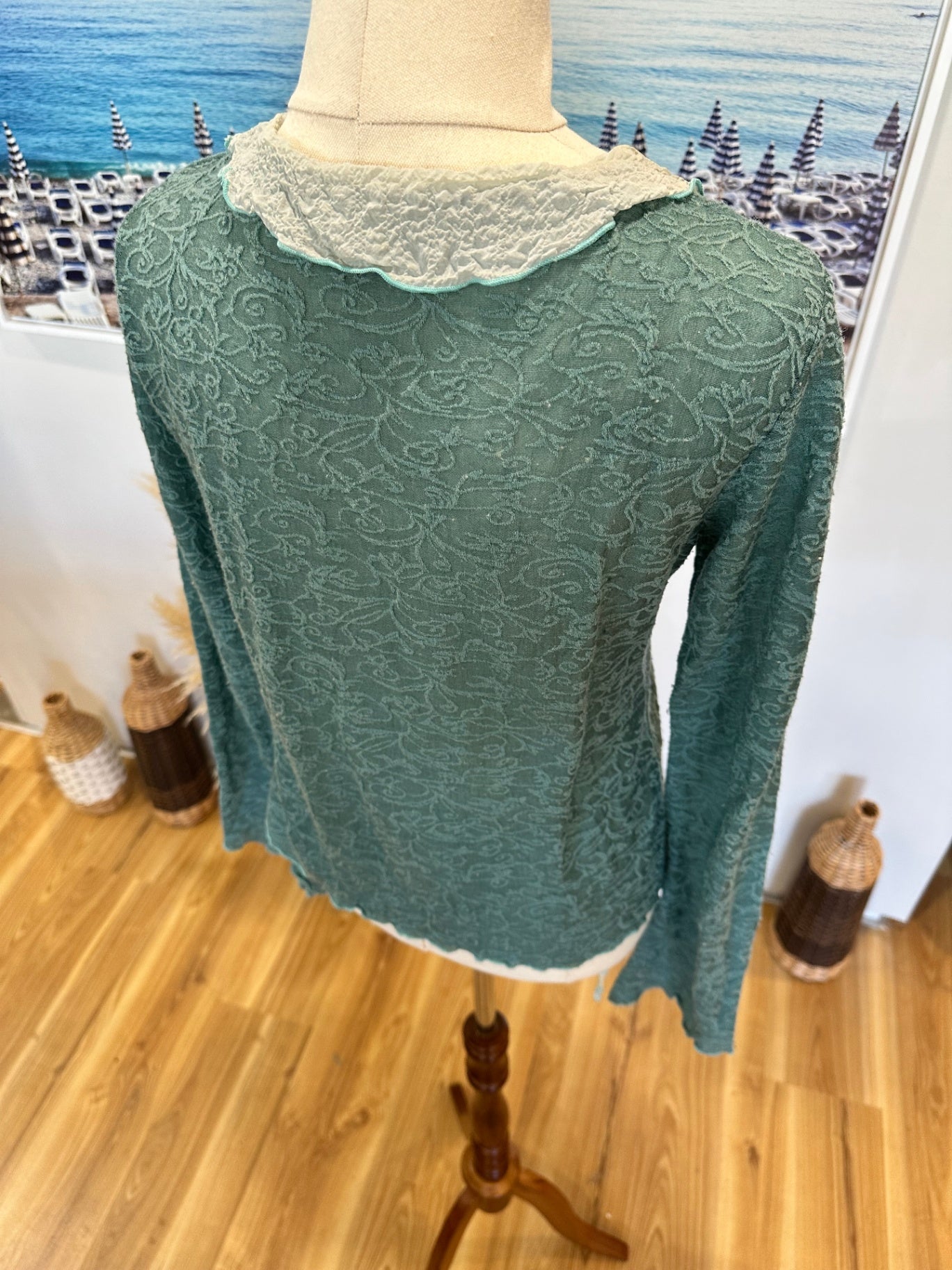 Annah Stretton - Cardigan - Medium - Green / Cream / Lace [Some pilling evident]