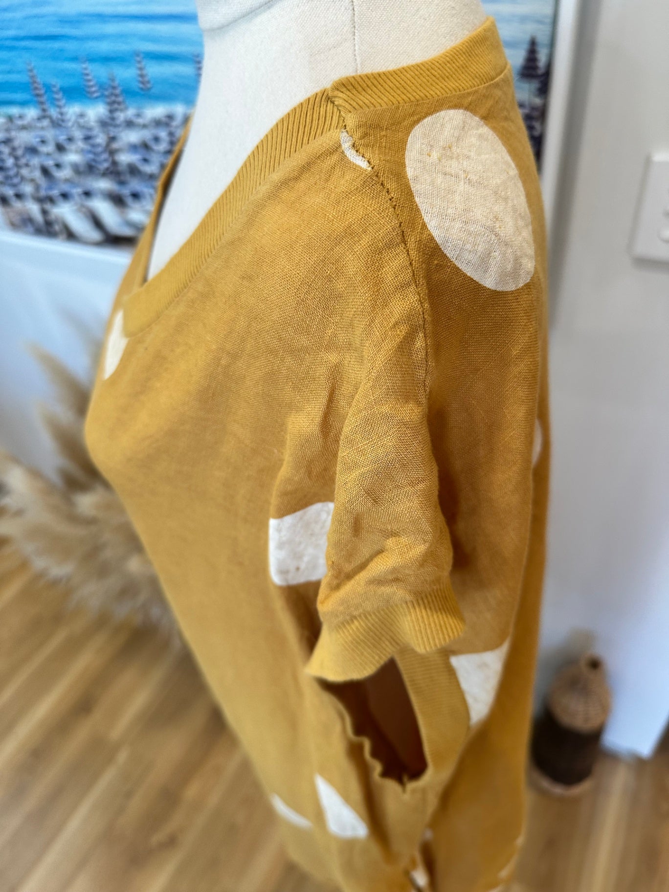 Made in Italy - 100% Linen Dress - Medium - Mustard yellow