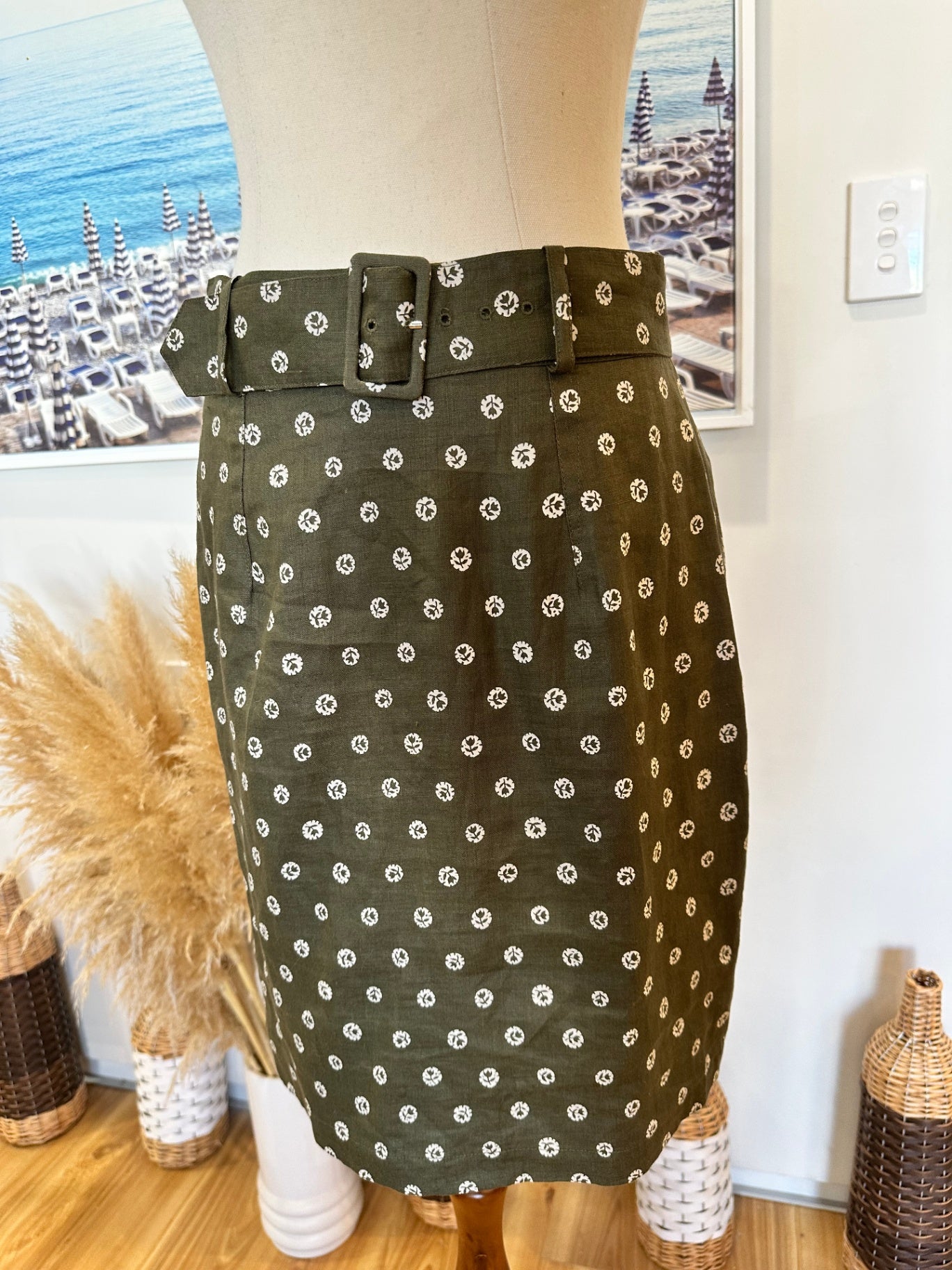 Monsoon - Skirt - Size 12 - Sage green