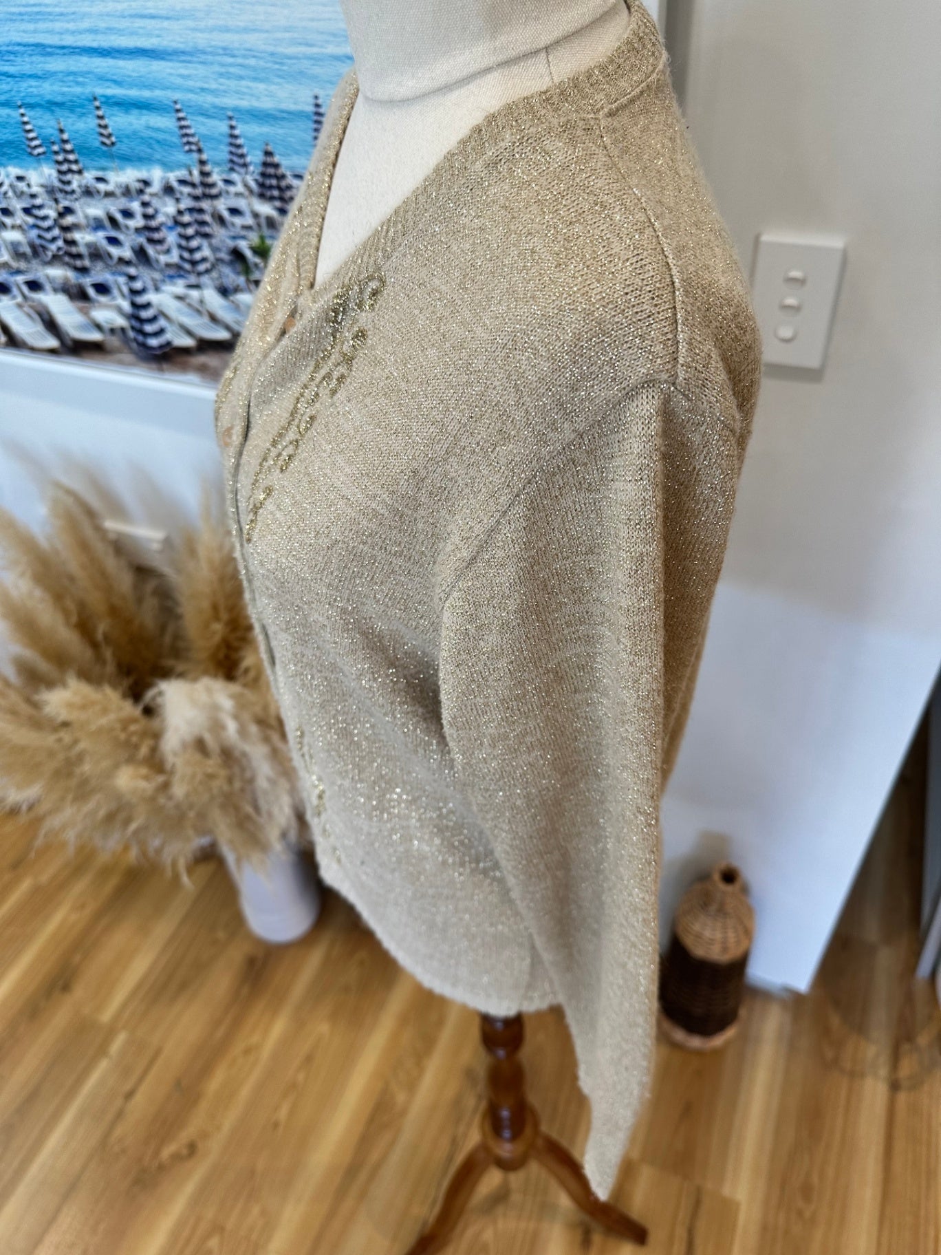 Cardigan - Small - Beige / Gold